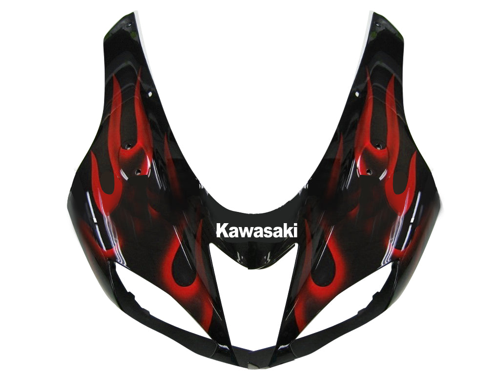 2007-2008 Kawasaki ZX6R ZX636 Fairings Black & Red Flame Ninja ZX6R Racing Generic