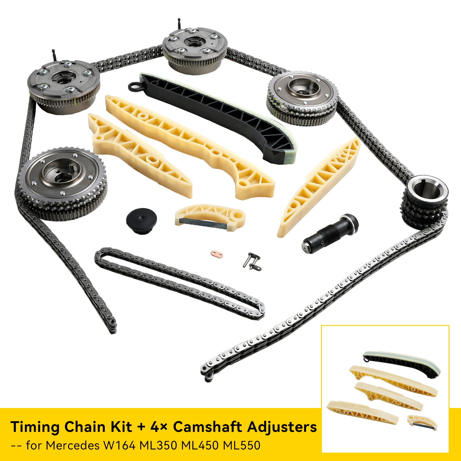 2008 Mercedes -Benz C 350 Sport 3.5L V6 - Gas Timing Chain Kit + 4 × kamaxeljusterare