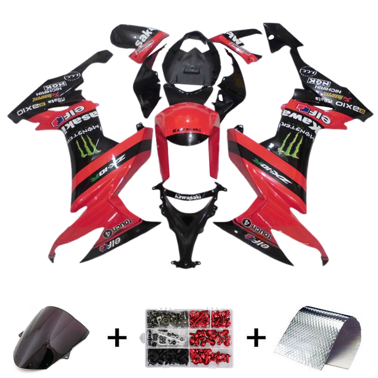 Kit de carénage d'injection Kawasaki ZX10R 2008-2010, carrosserie en plastique ABS