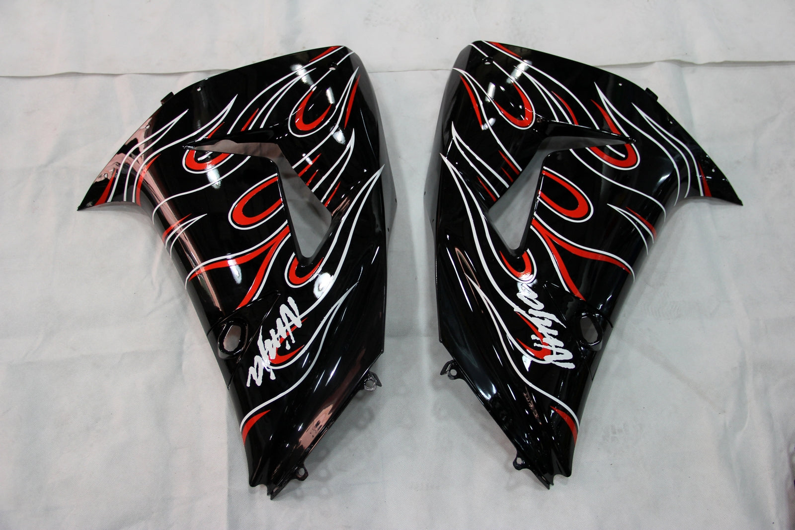 2006-2007 Kawasaki ZX 10R Black Red Flame Racing Fairings Generic