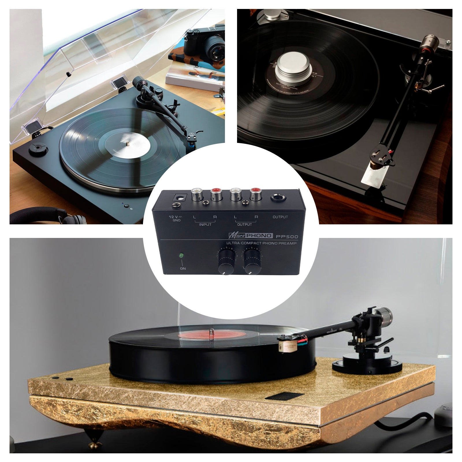 PP500 Phono Preamp Preamplifier with Level Volume Control for LP Vinyl Turntable