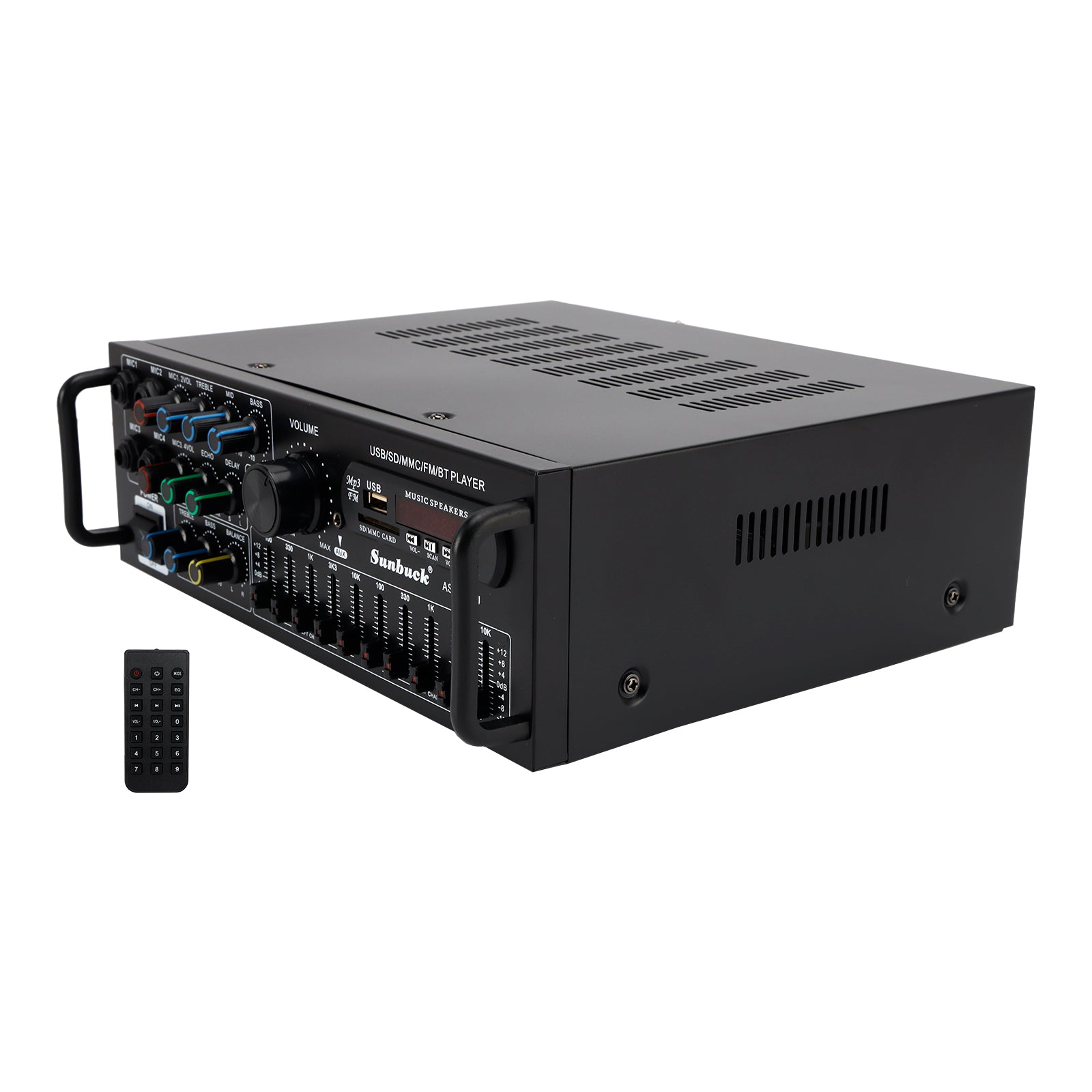 Bluetooth 5.0 HiFi Sunbuck 2000W Stereo Power Amplifier Karaoke FM USB SD AUX