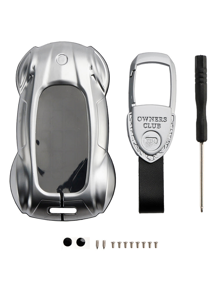 Leather Alloy Zinc Car Key Silvery Case Cover For Lexus ES260h/RX350h/LS500h