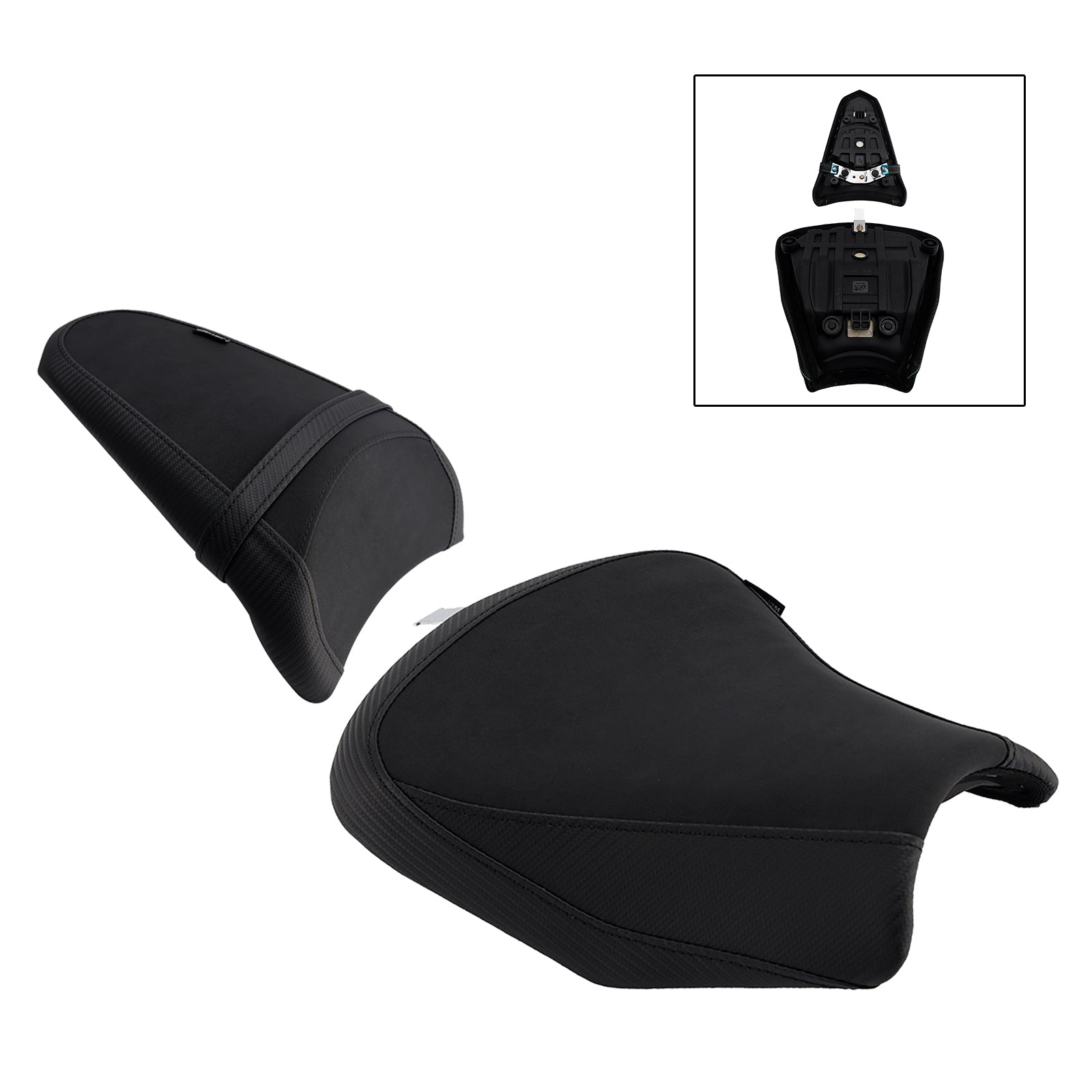Front&Rear Raider Passenger Cushion Kit Black For Kawasaki Ninja 650 Z650 17-25