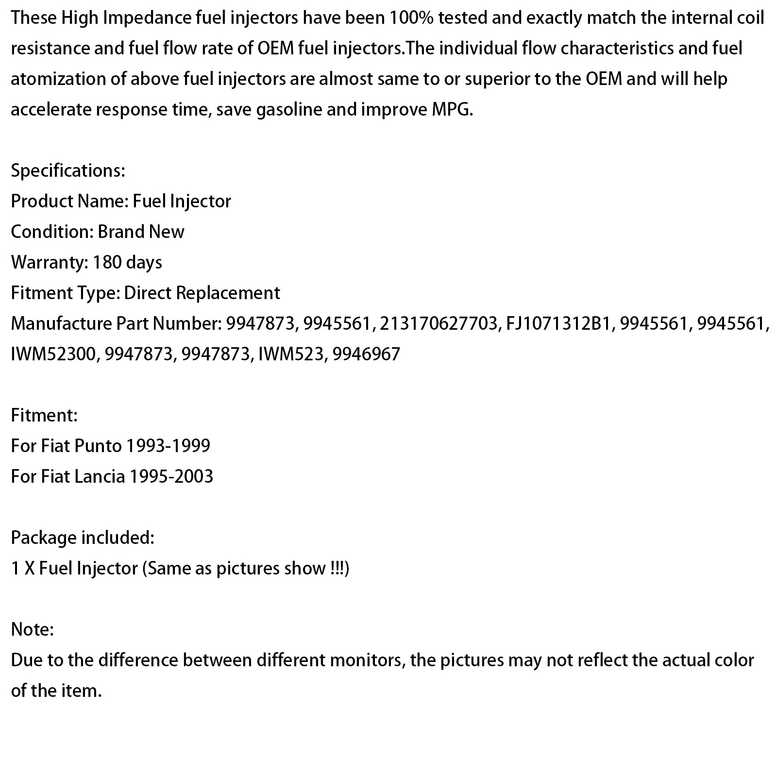 1PCS Brandstofinjector IWM52300 Fit Fiat Punto Fit Lancia 9947873