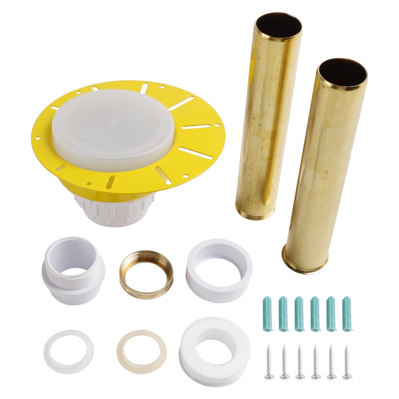 Kit d'installation pour baignoire autoportante avec tuyau en PVC blanc et tuyaux en laiton