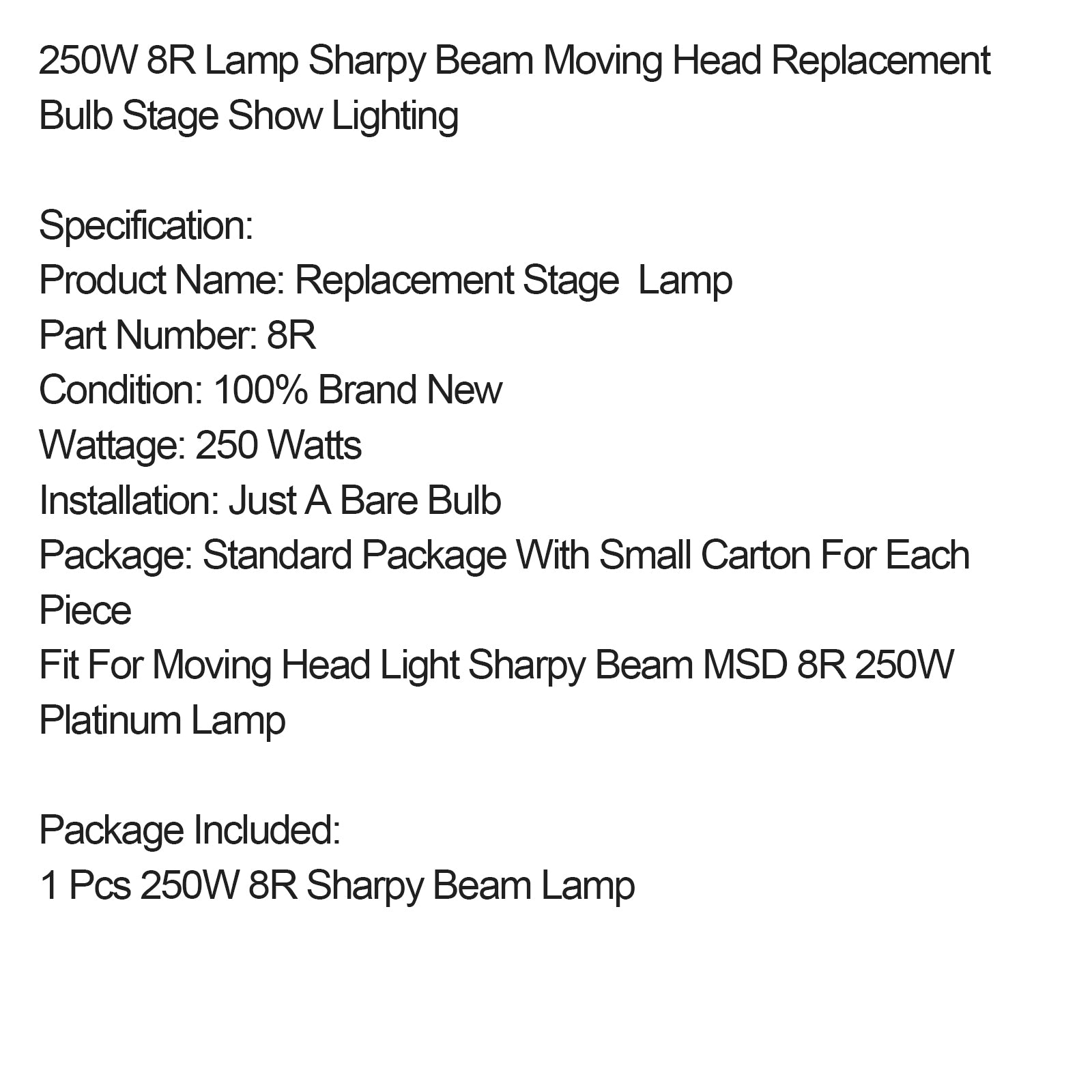 MSD 20R 440W Lamp Sharpy Beam Moving Head Replacement Bulb Stage Show Lighting