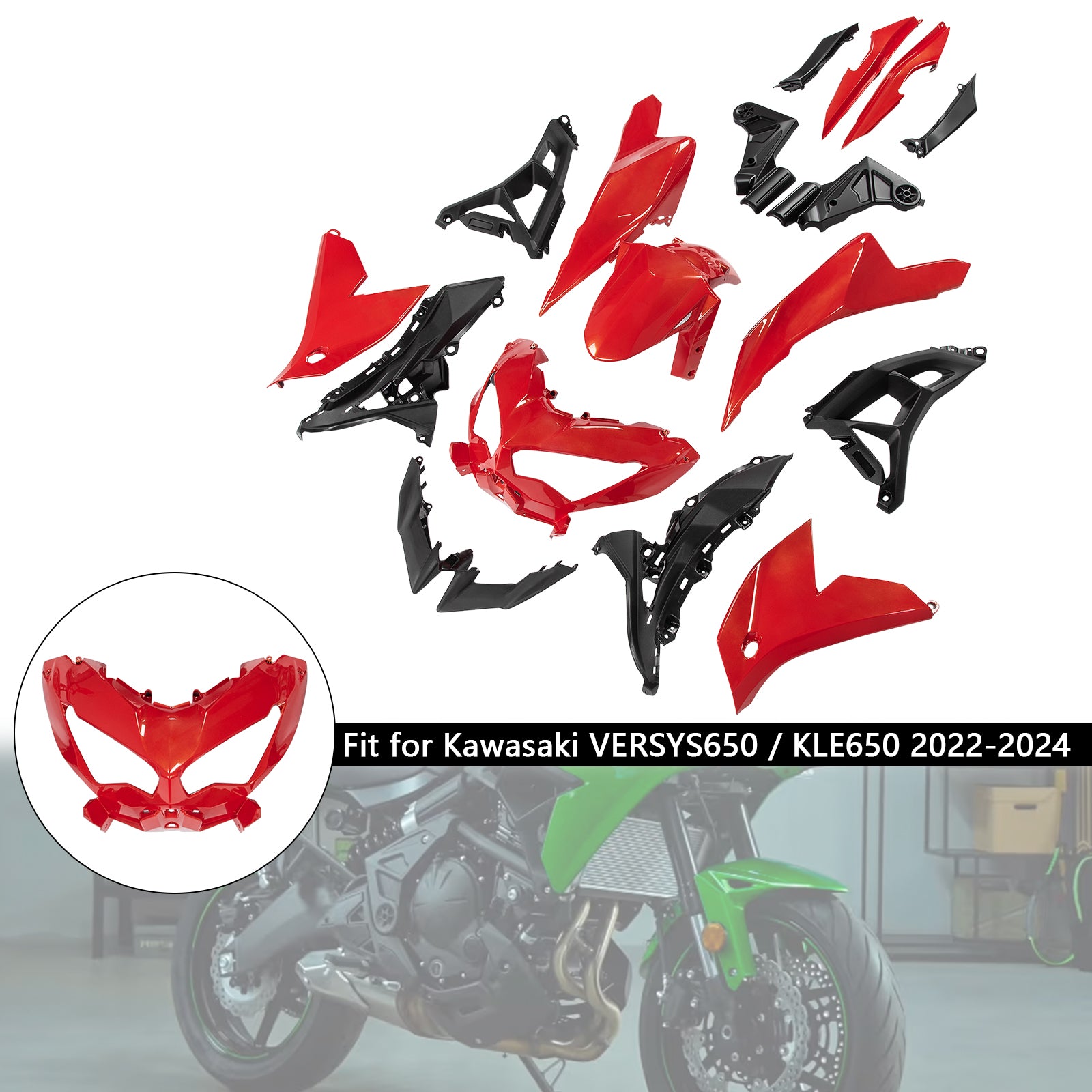 2022-2024 Kawasaki VERSYS 650 KLE Injection ABS Bodywork Fairing Kit 01#