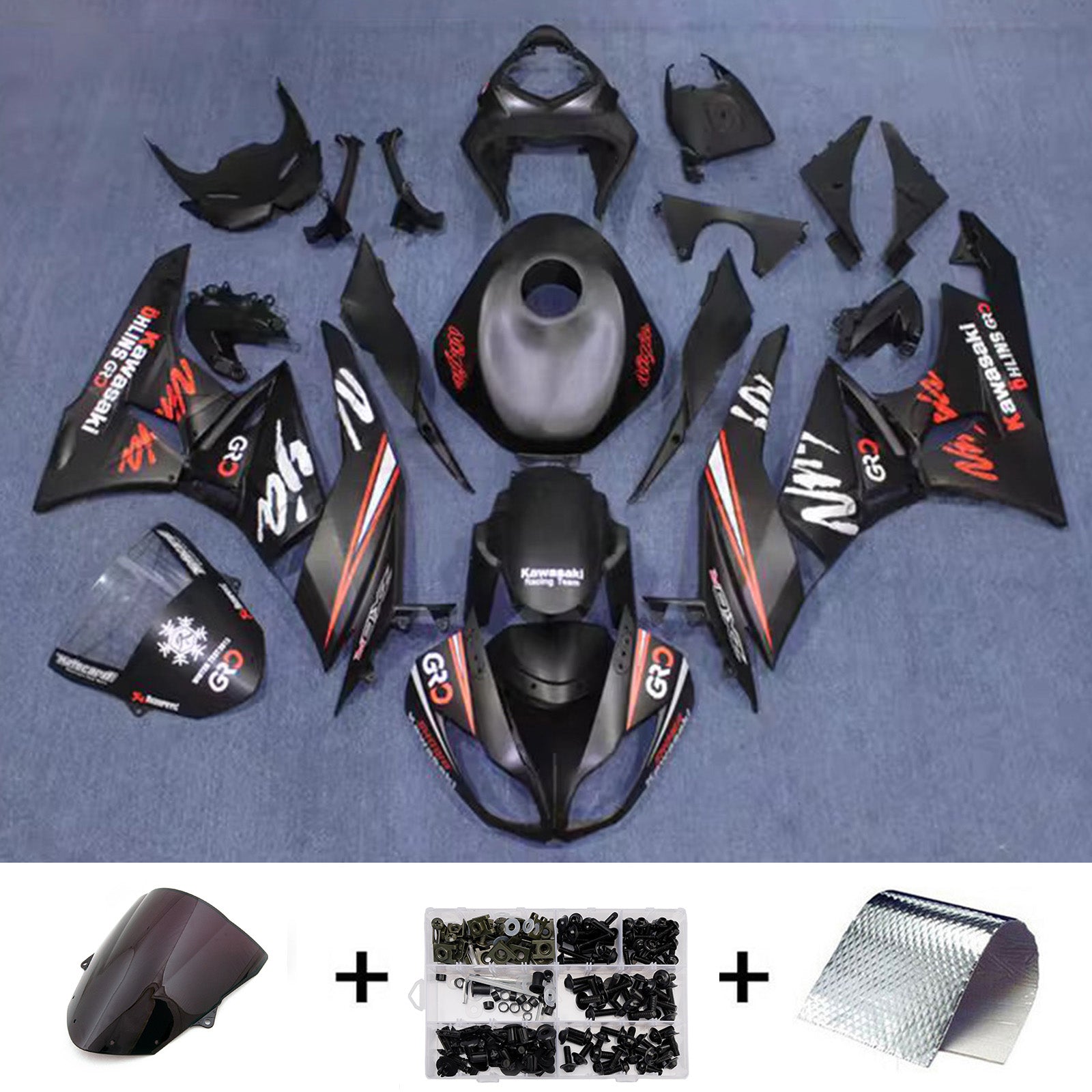 Kit carena iniezione carrozzeria in plastica ABS adatta per Kawasaki ZX6R 636 2009-2012