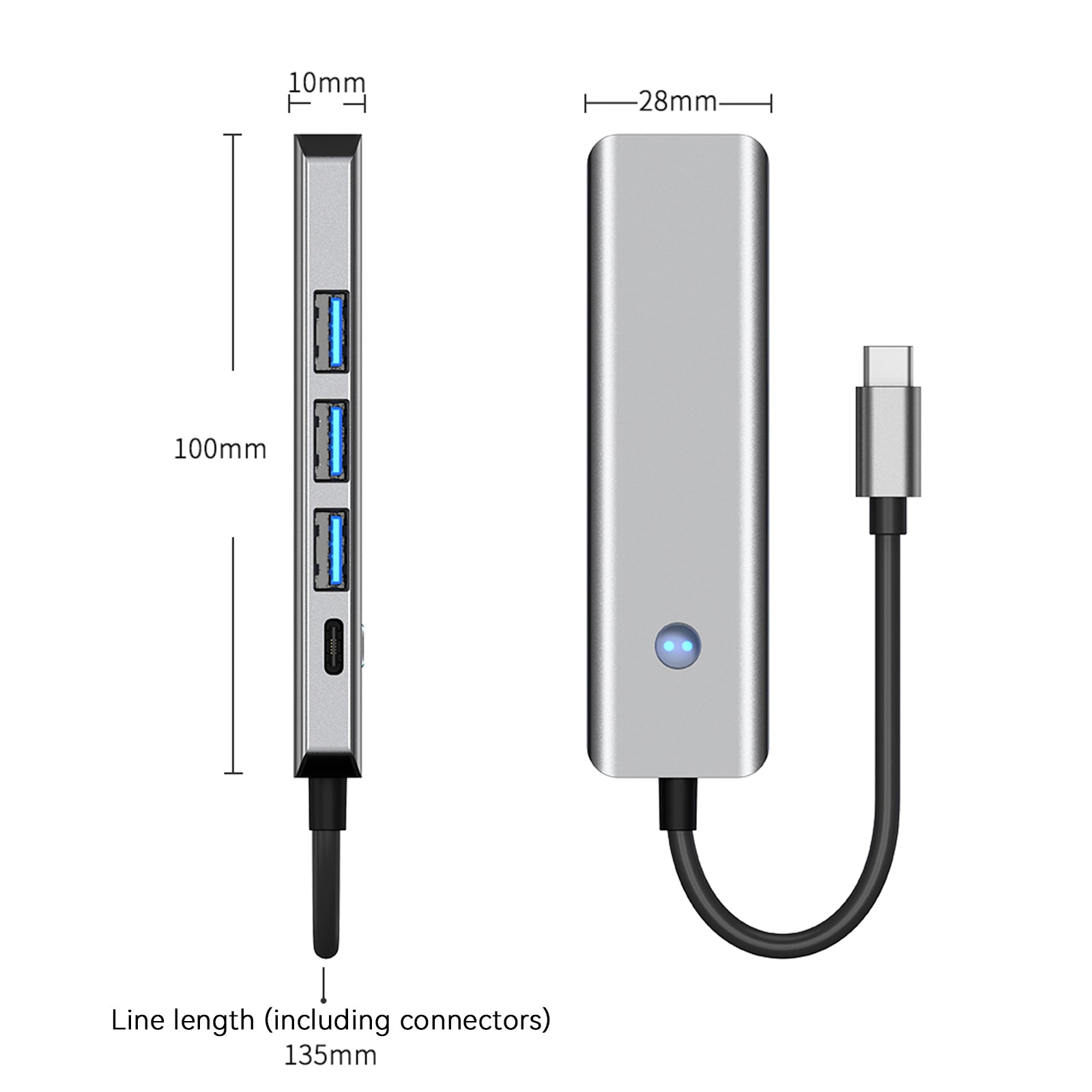 5 en 1 adaptador de concentrador de interfaz TYPE-C+USB3.0*1+USB2.0*2+HDMI+PD100W para MacBook
