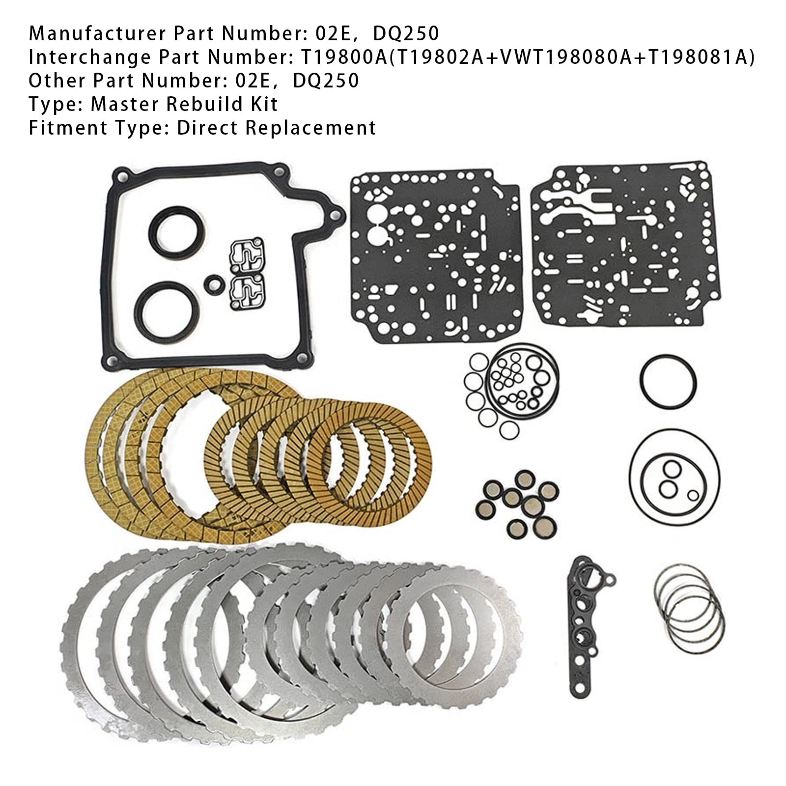02E DQ250 Transmission Master Rebuild Kit de révision Plaques d'embrayage pour Audi VW