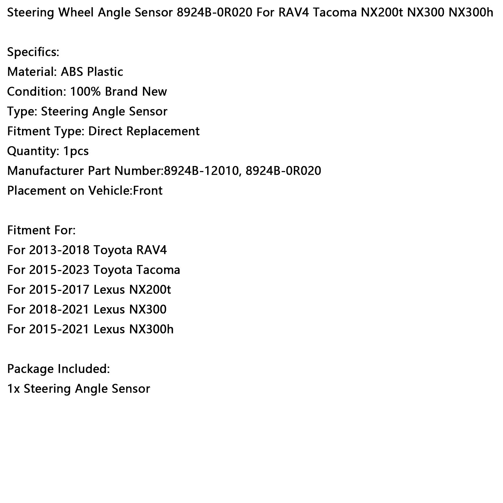 Rattvinkelsensor 8924B-0R020 for RAV4 Tacoma NX200T NX300 NX300H