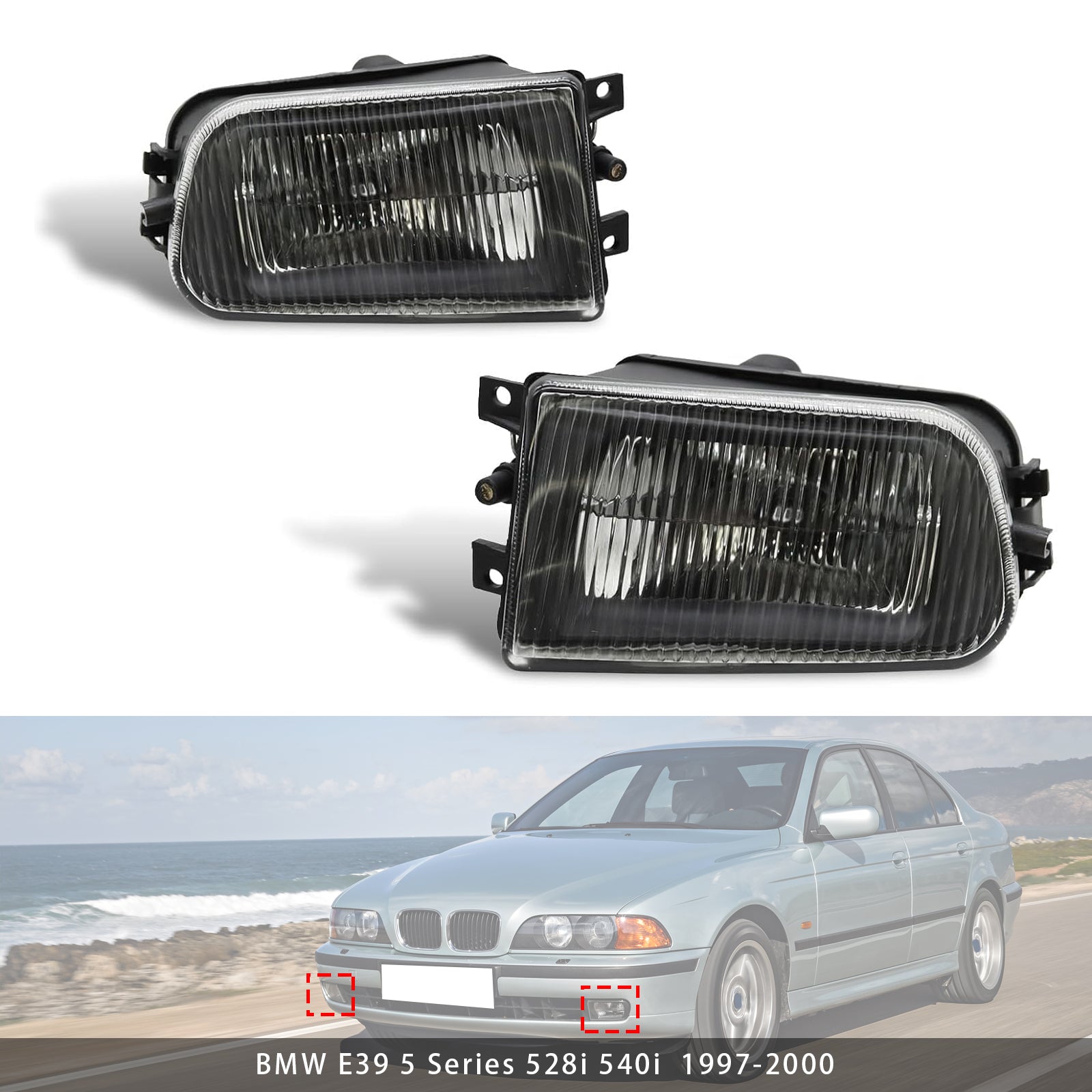 Paire des lampes légères du brouillard avant avant sans ampoules pour BMW E39 5-Série 1995-1998