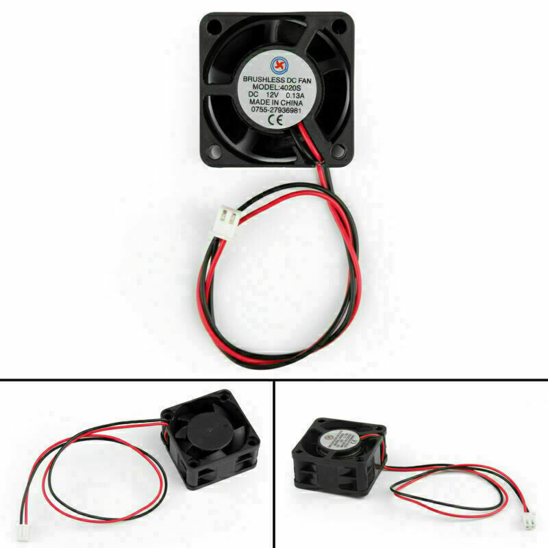 2 4020s DC PC 40x40x20mm SQ Pin Fan Computer Wire 0.13A 12V Brushless Cooling