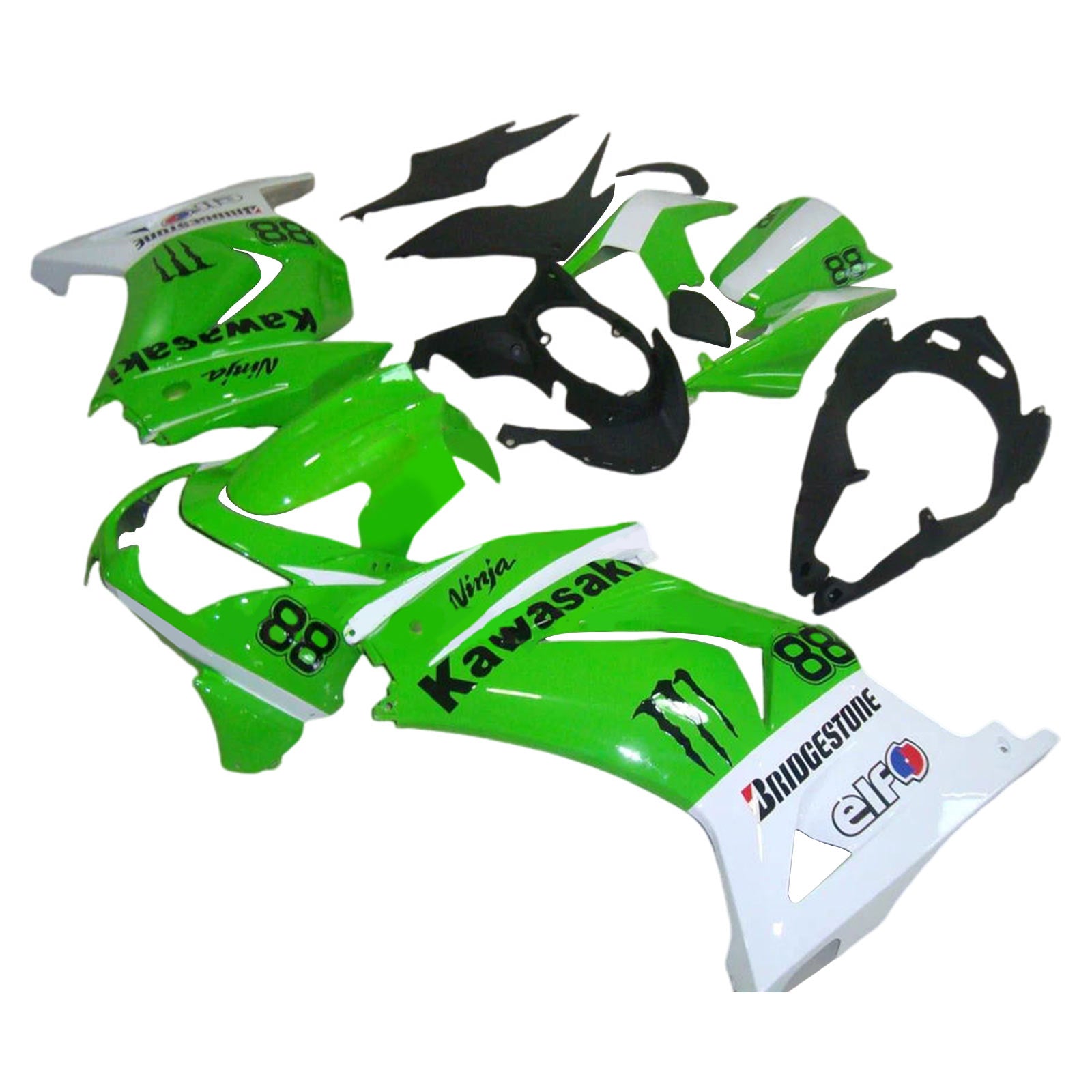 Kit de carénage d'injection Kawasaki EX250 Ninja250R 2008-2012, carrosserie en plastique ABS