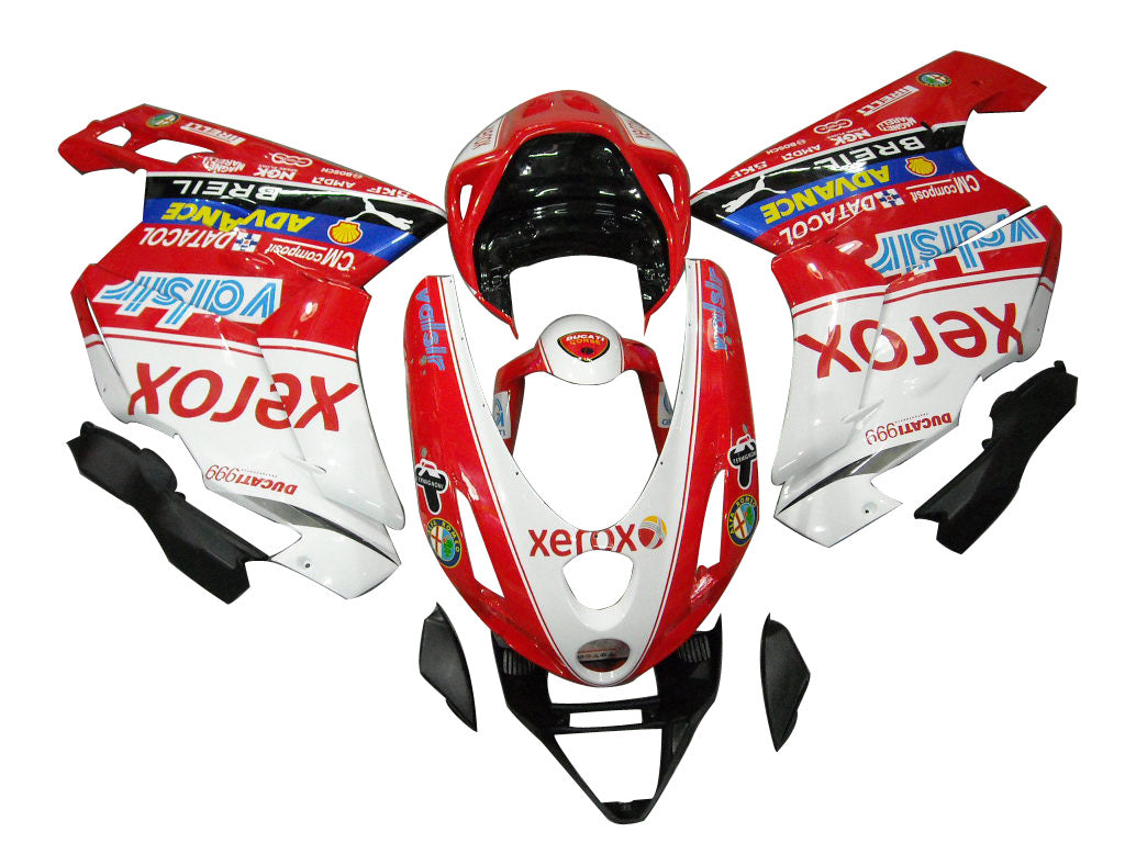 2003-2004 Ducati 999 Carénages Amotopart Rouge et blanc Carénage personnalisé Xerox Racing