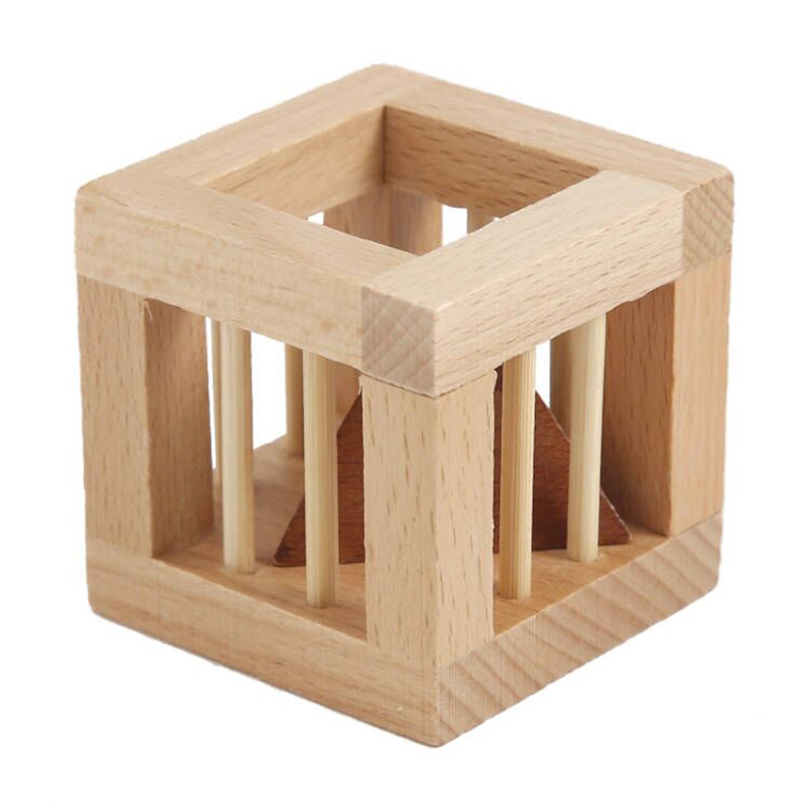 Geheime Piramide Houten Brain Teaser Intelligentiepuzzel IQ Cube Trick 3D Kid Toy