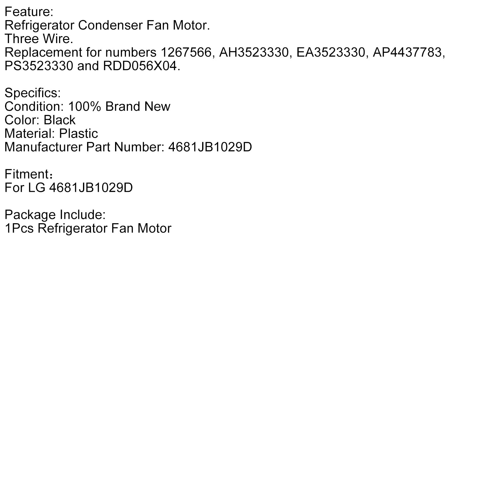 LG Chladnička kondenzátora ventilátora na výmenu príslušenstva 4681JB1029D