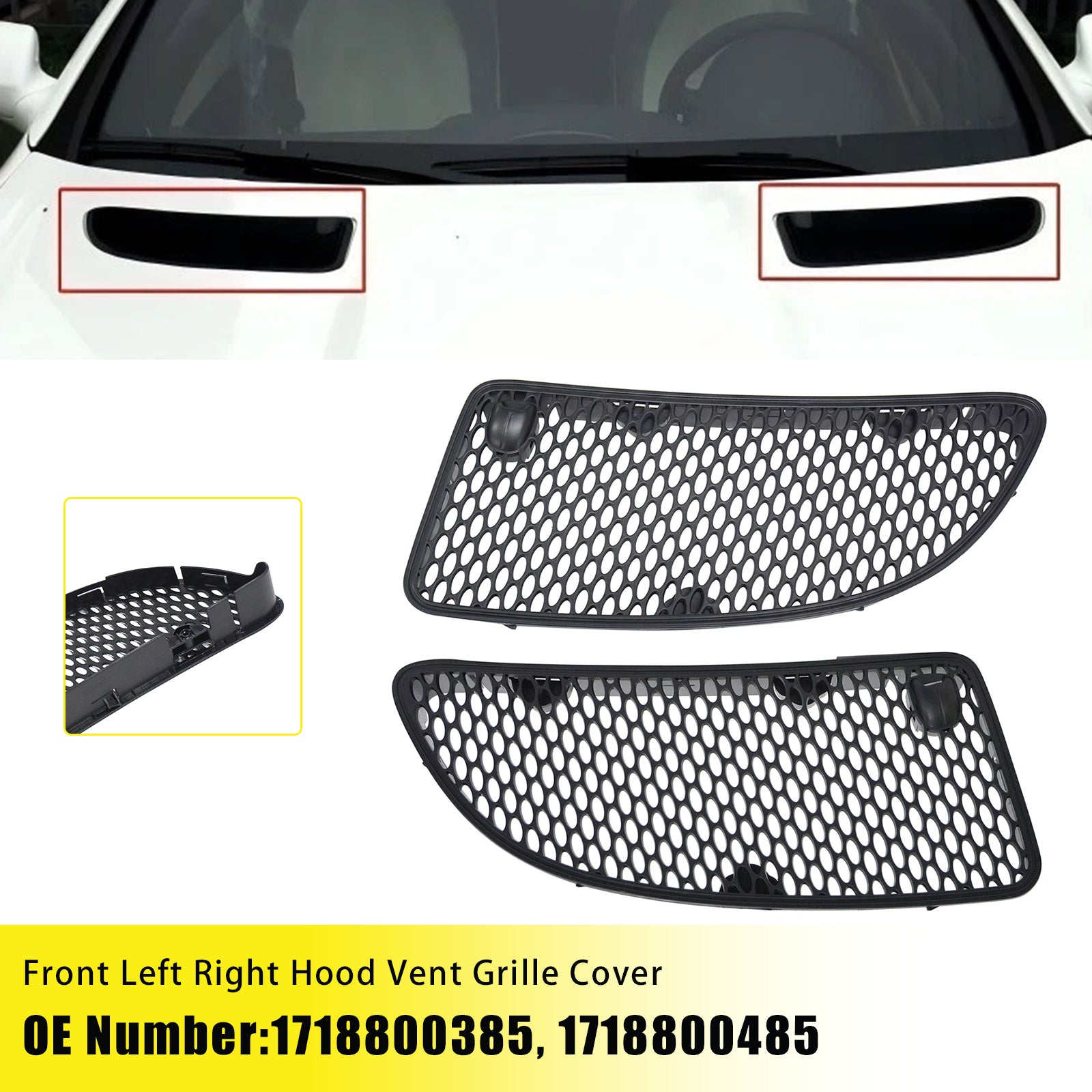 2x Front Hood Vent Grille Cover For Mercedes R171 SLK280 SLK300 SLK350 2005-2011