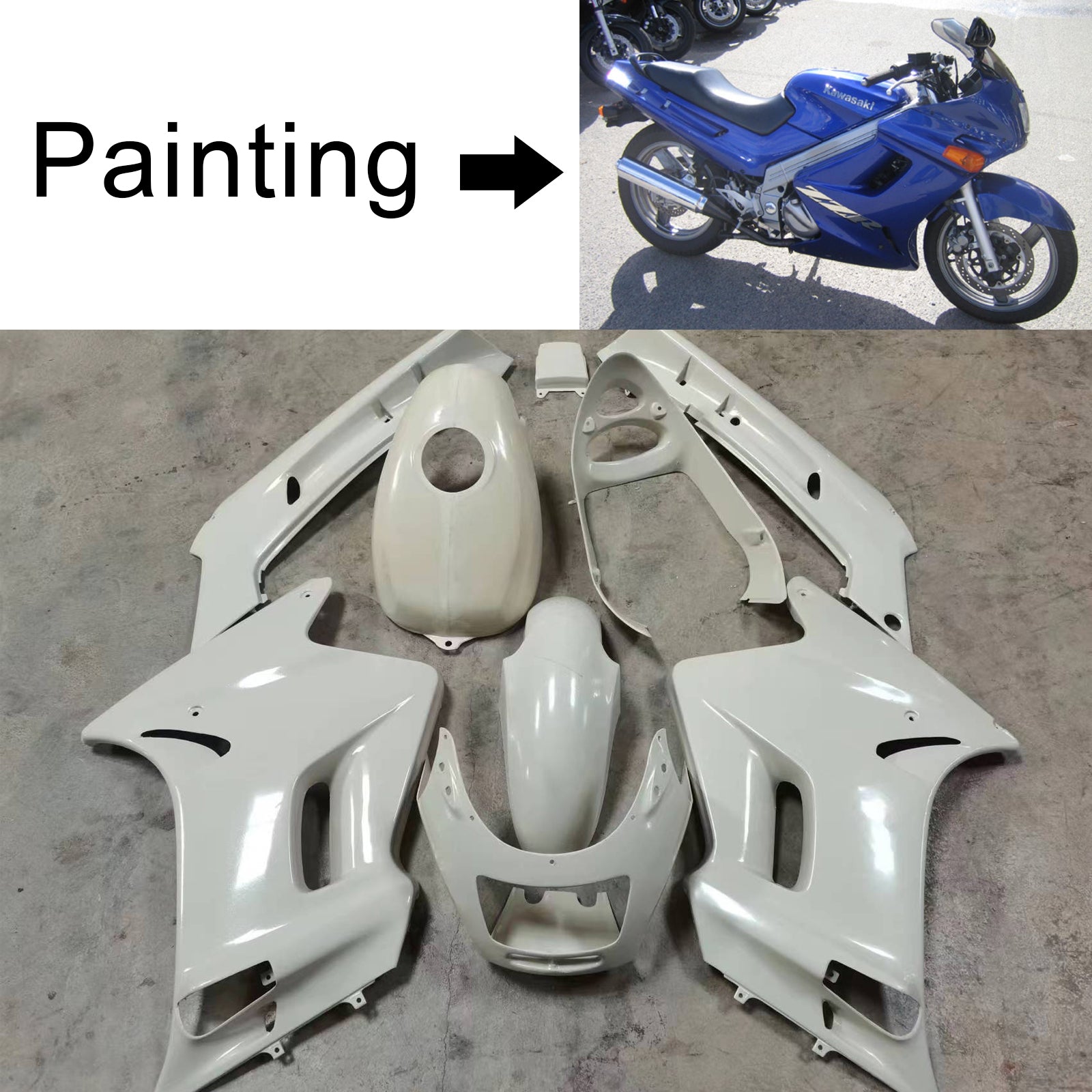 1996-2007 Kawasaki ZZR250 Injection Fairing Kit Bodywork ABS