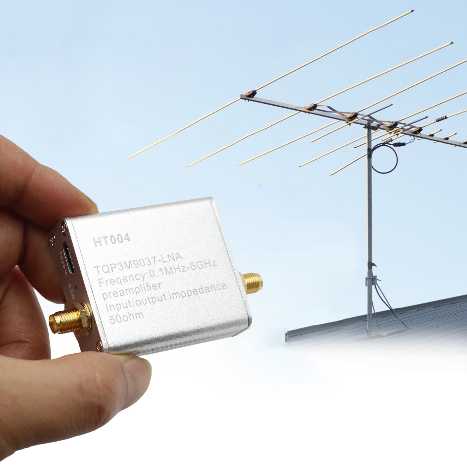 Amplificateur à faible bruit pleine bande 100K-6GHz, préamplificateur de puissance à Gain élevé 20dB HT004