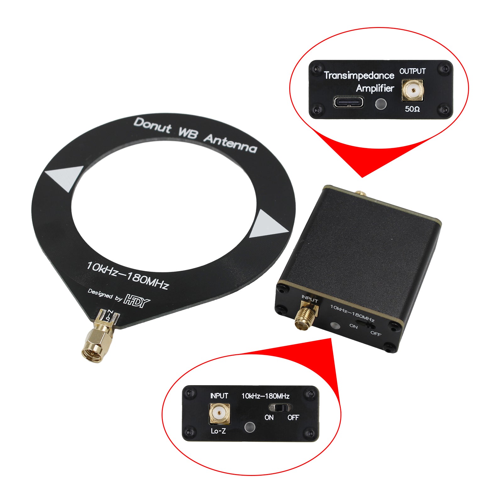 De nieuwste verbeterde 10Khz-180Mhz Donut breedbandantenne lage impedantieconverter