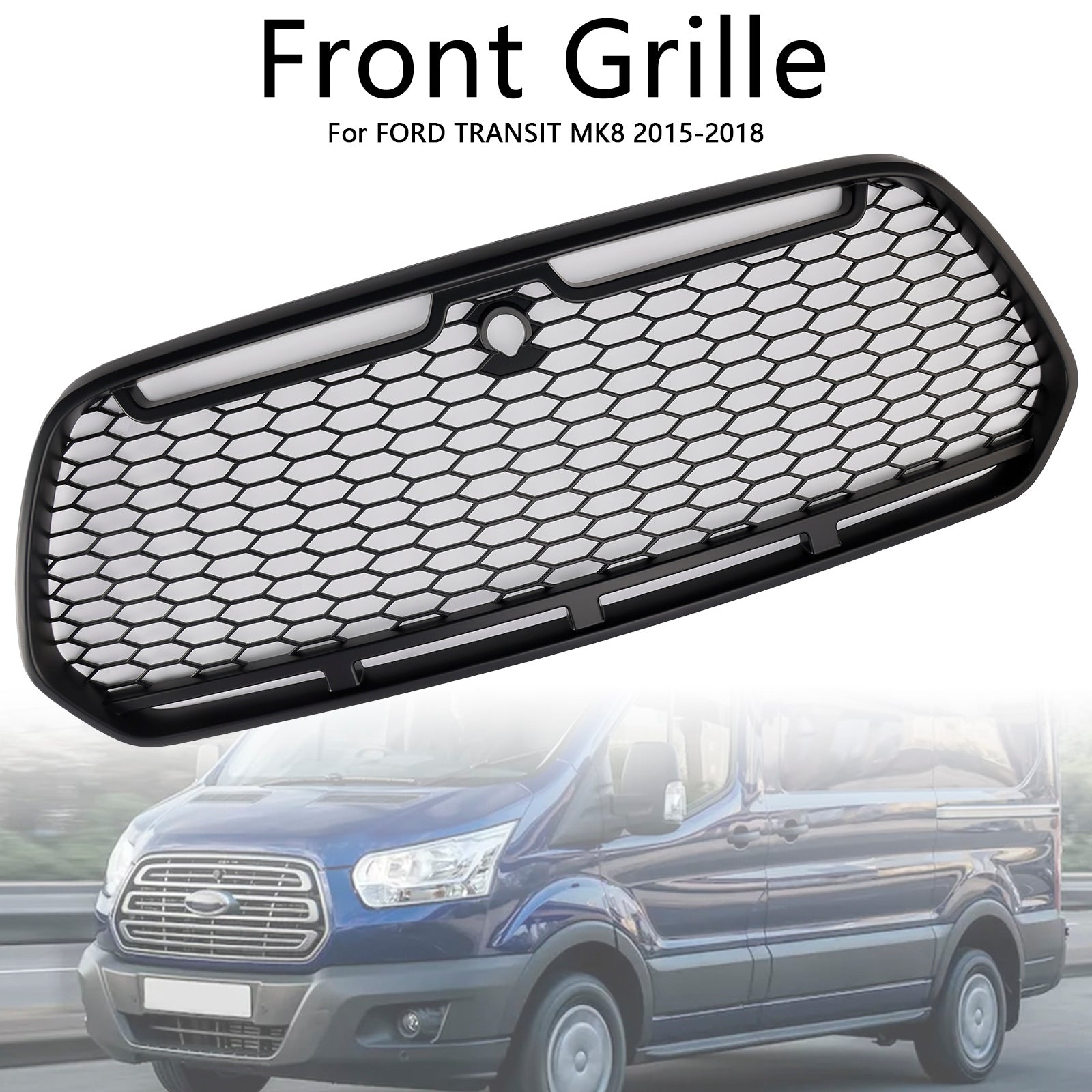 2015-2018 Ford Transit Mk8 Raptor Matt Black Front Front Frill Grille