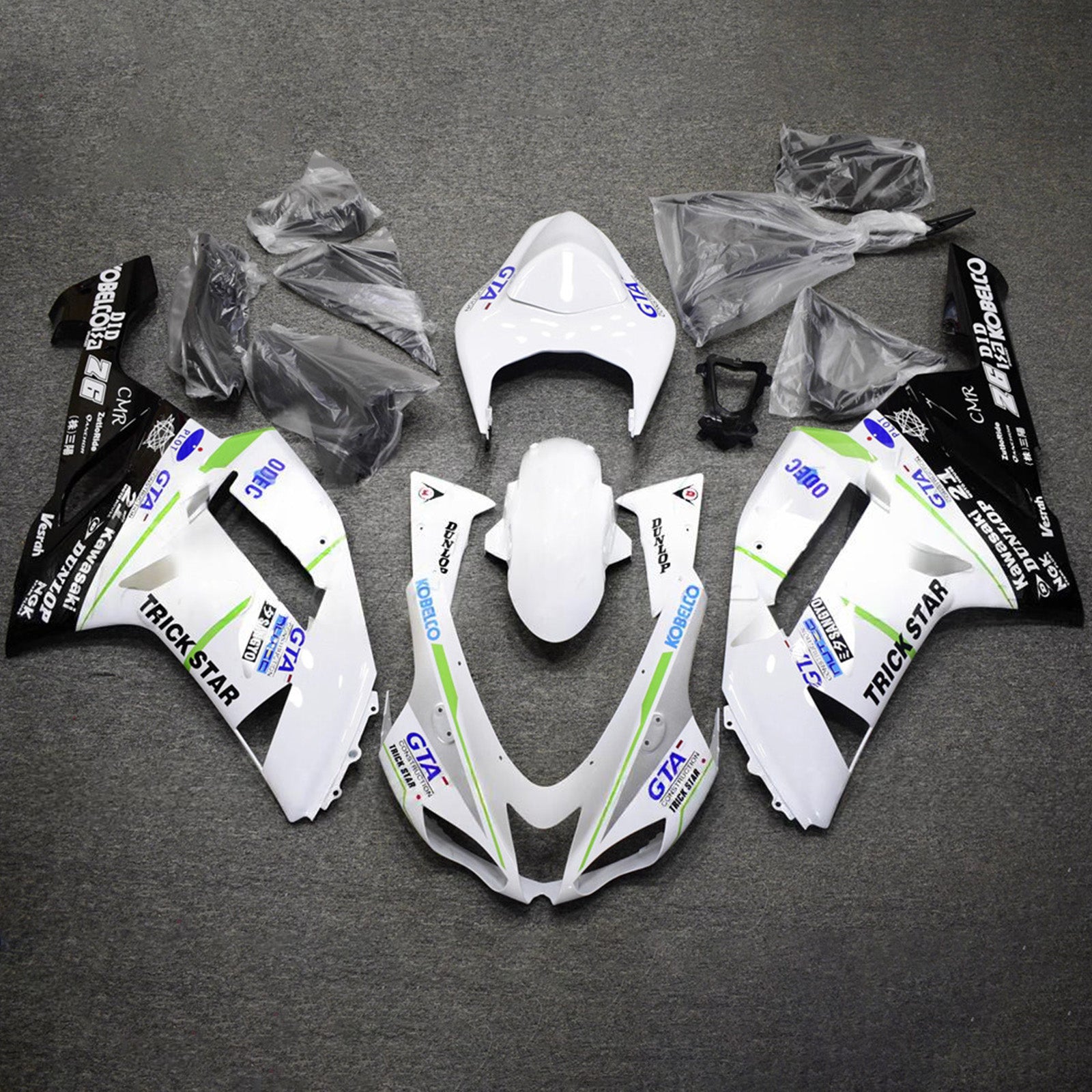 Kit carena iniezione carrozzeria in plastica ABS adatta per Kawasaki ZX6R 636 2007-2008
