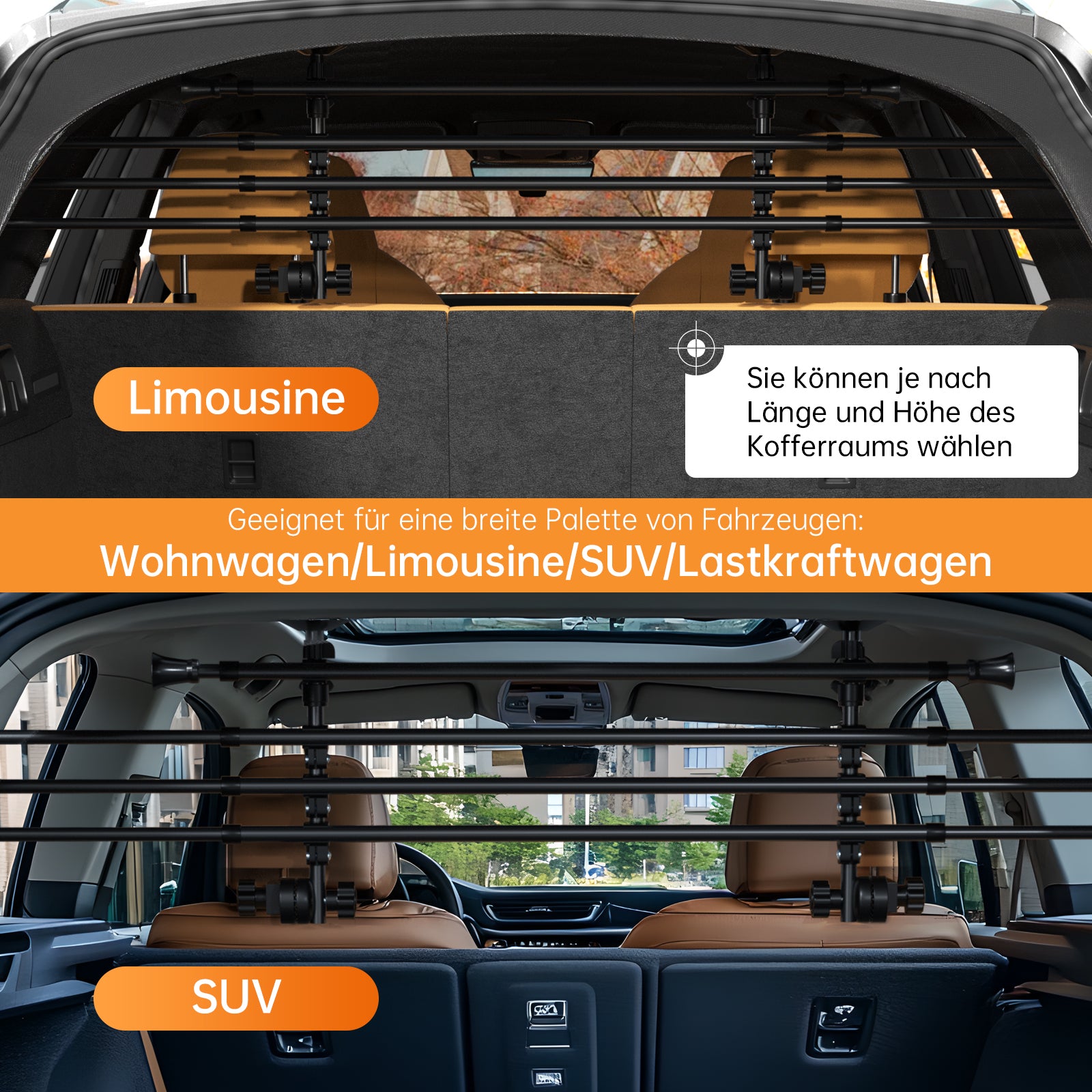 Universell bagasjeromsgjerde for hund/kjæledyrskillevegg for biler, SUV-er & Stasjonsvogner
