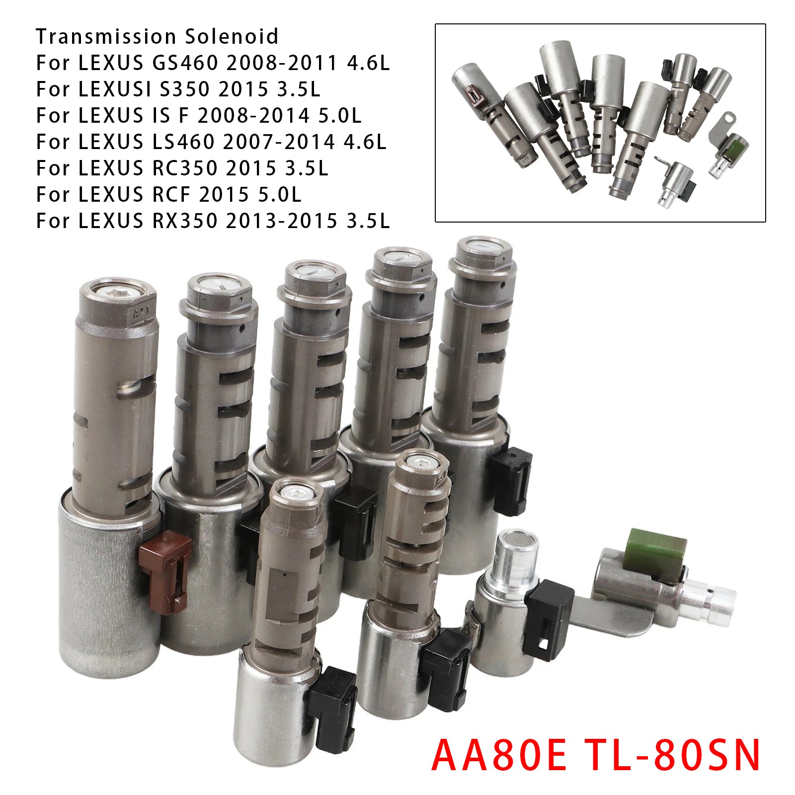 Kit de solénoïdes de transmission LEXUS LS460 4,6 L AA80E TL-80SN 2007-2014