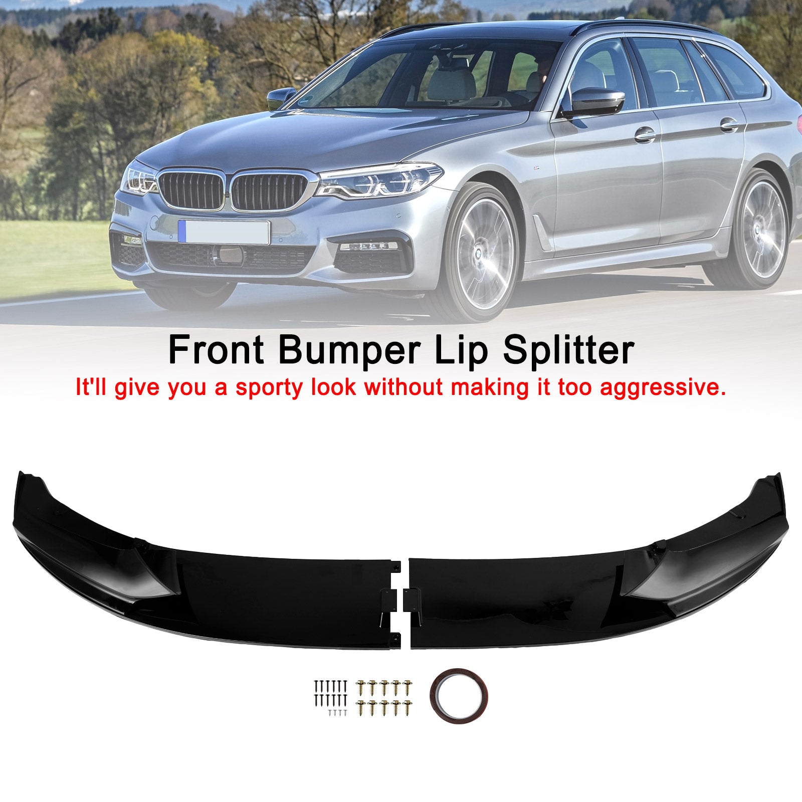 2009-2017 BMW Série 5 F10 F11 M Sport Noir Brillant Diffuseur de Lèvre de Séparateur Avant