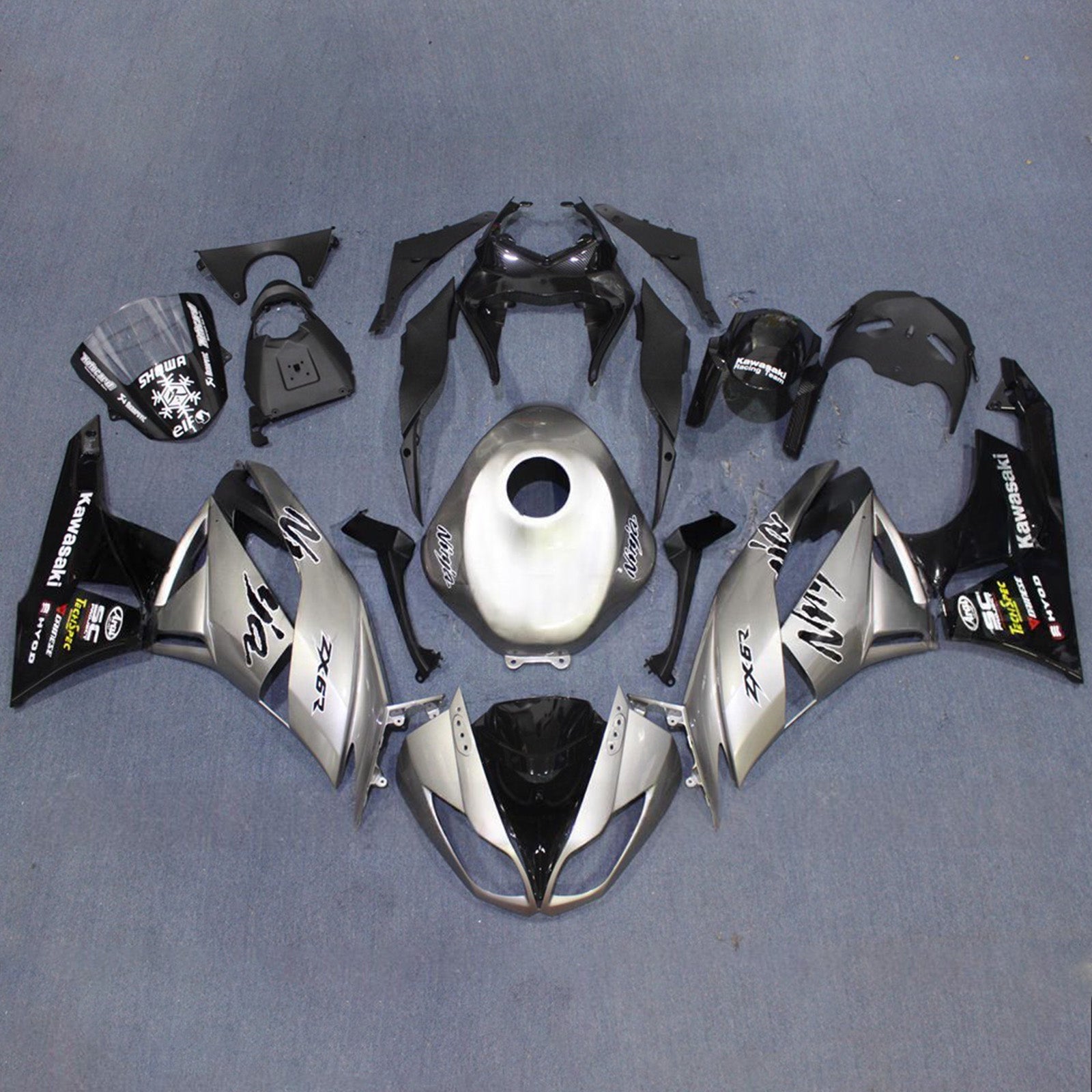 Kit carena iniezione carrozzeria in plastica ABS adatta per Kawasaki ZX6R 636 2009-2012
