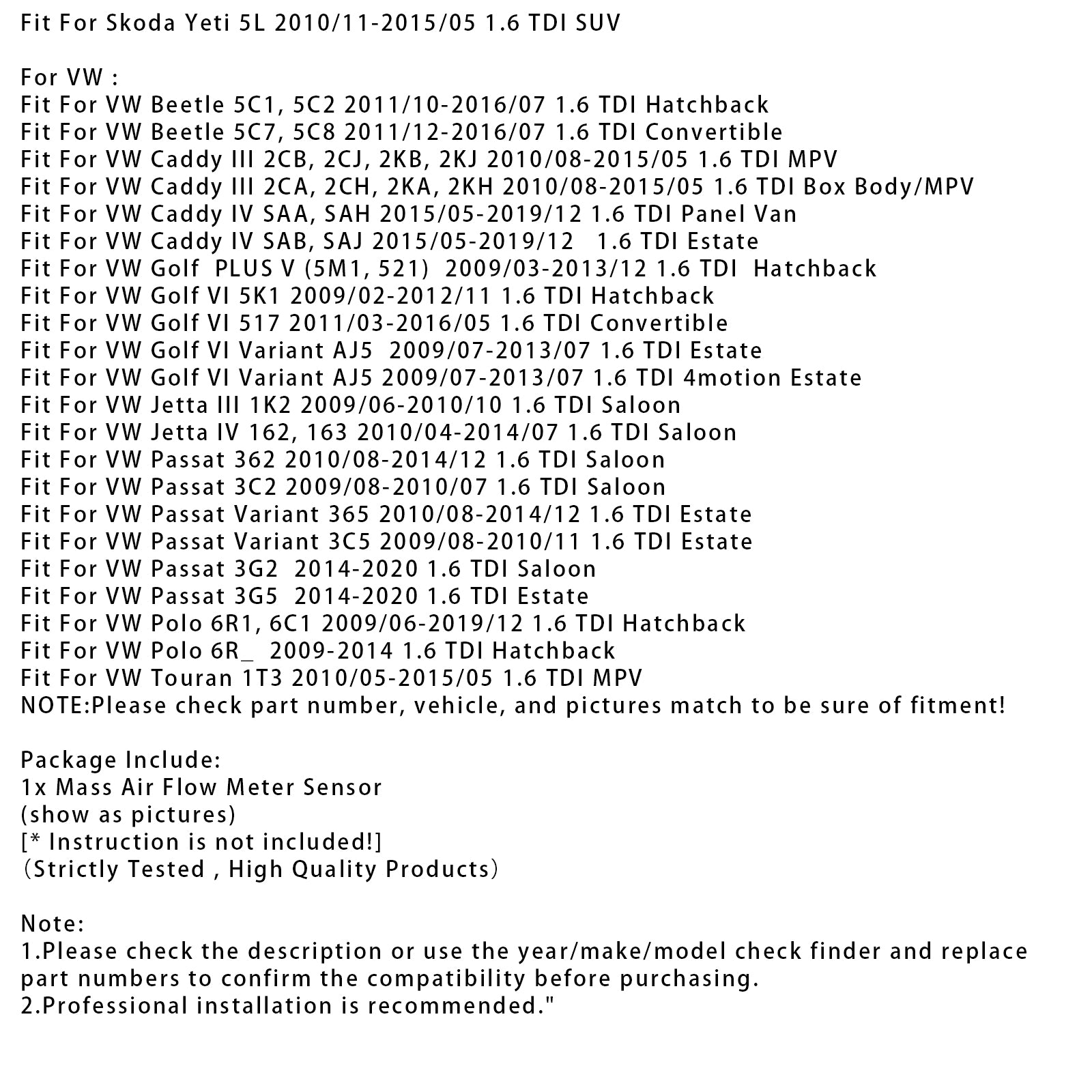 Luchtmassameter Sensor Voor VW Golf VI Audi A1 Seat Leon 1.6TDI 5WK97023