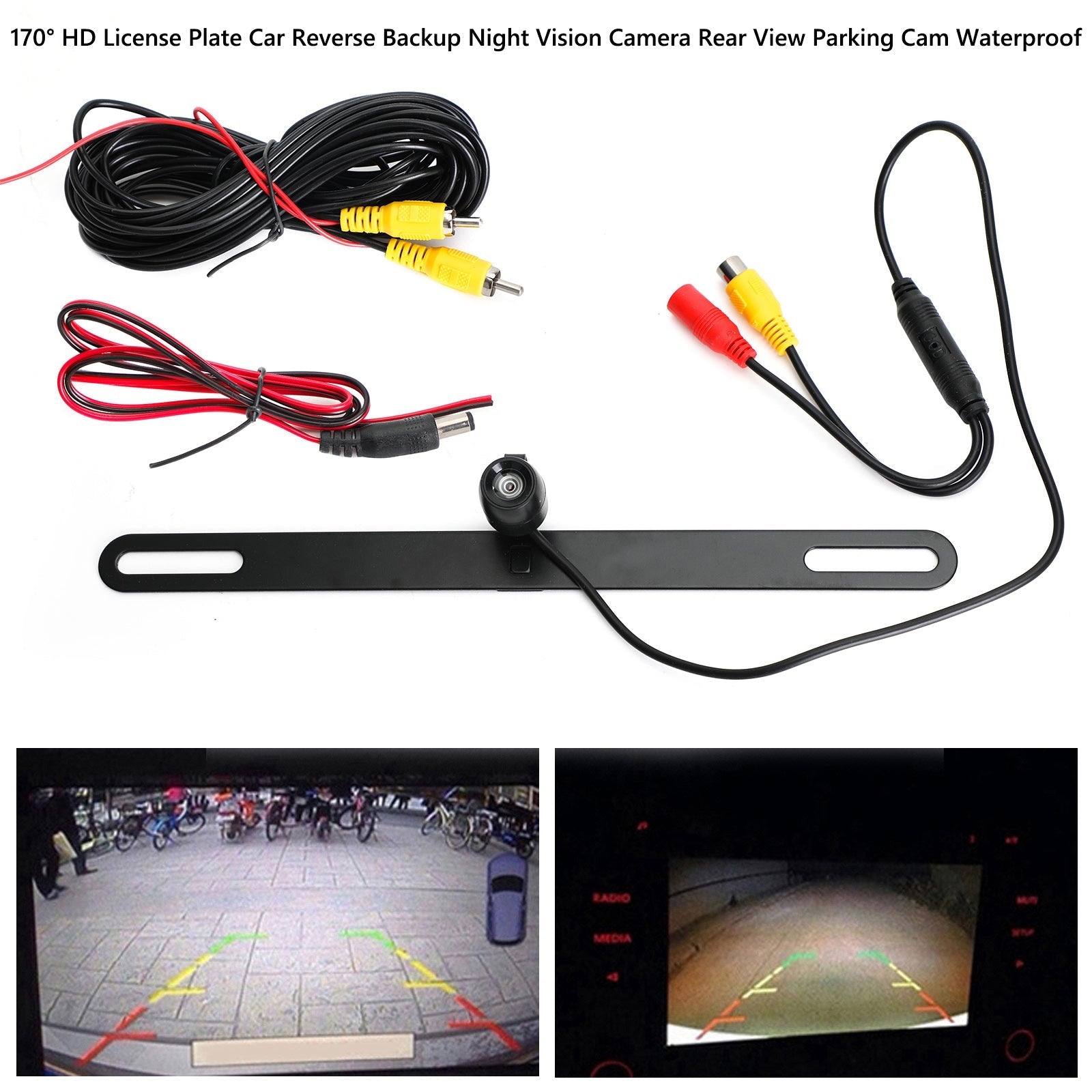 170o HD Car Reverse Backup Night Vision Camera Rear View Parking Cam Waterproof Generic