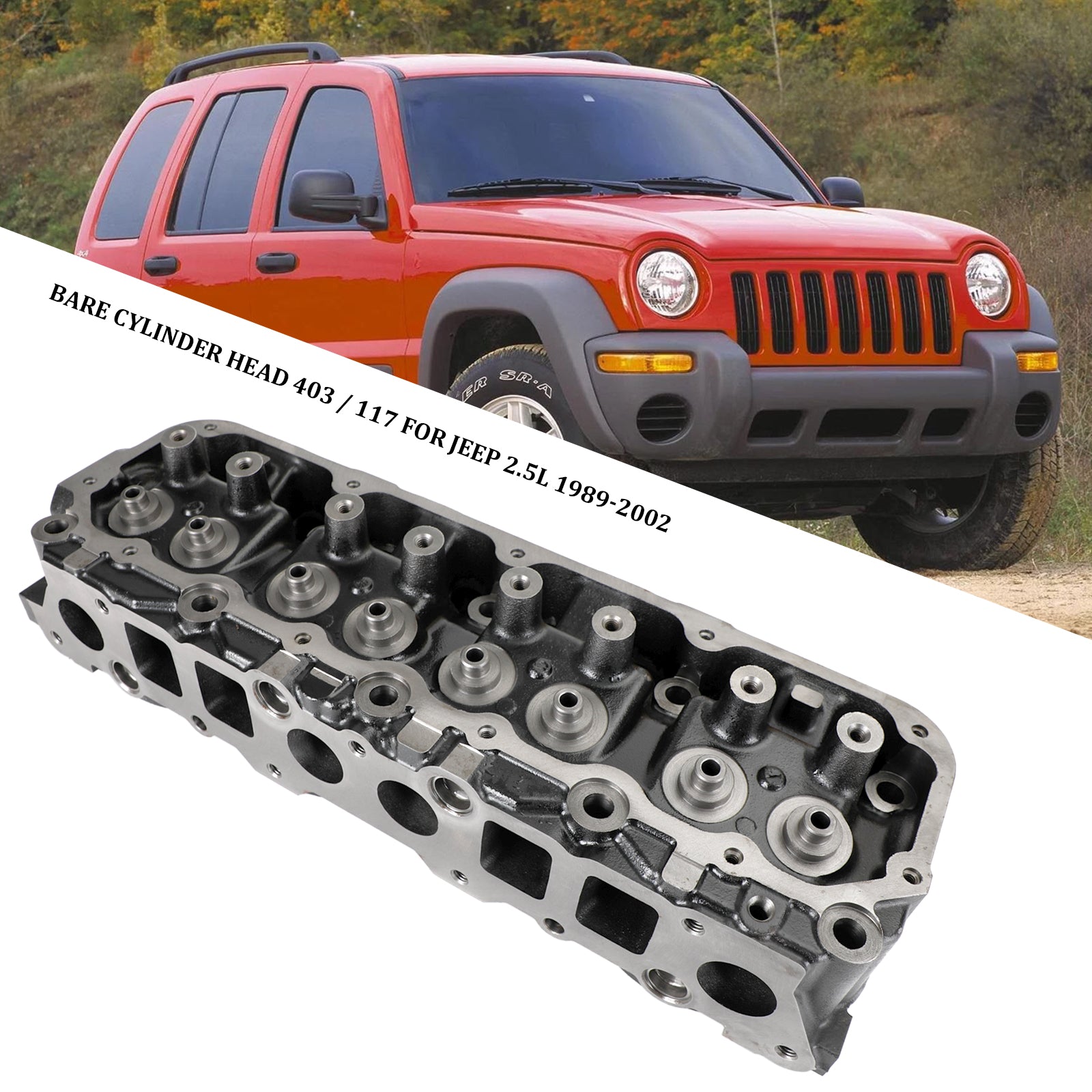 1989-2002 Jeep 2.5L kale cilinderkop 403/117