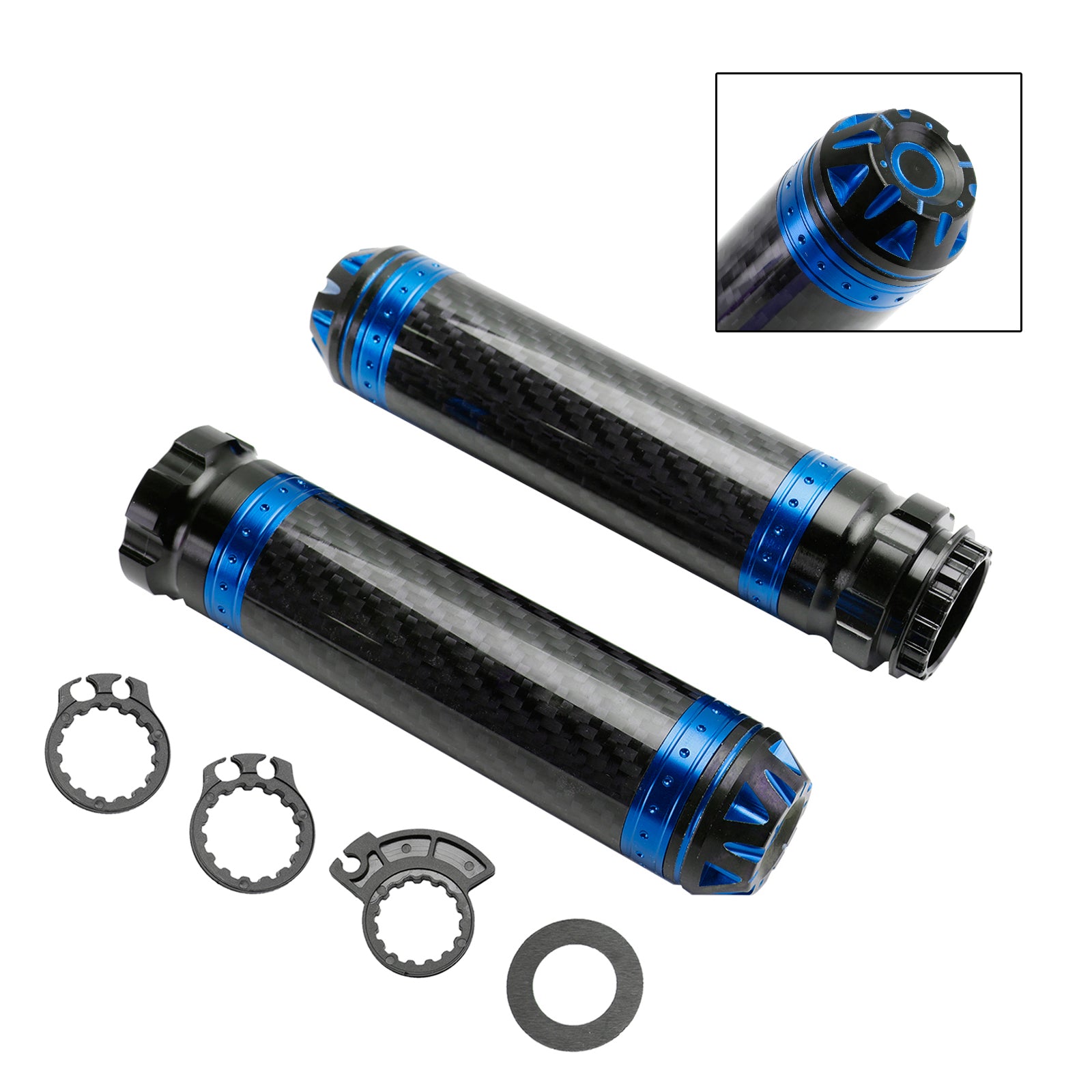 7/8"/22mm Motorfiets Stuur Handgrepen Carbon Universeel Groen Voor Motorfiets Zilver
