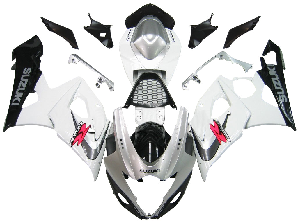 2005-2006 Suzuki GSXR 1000 White & Silver GSXR Racing Fairings Generic