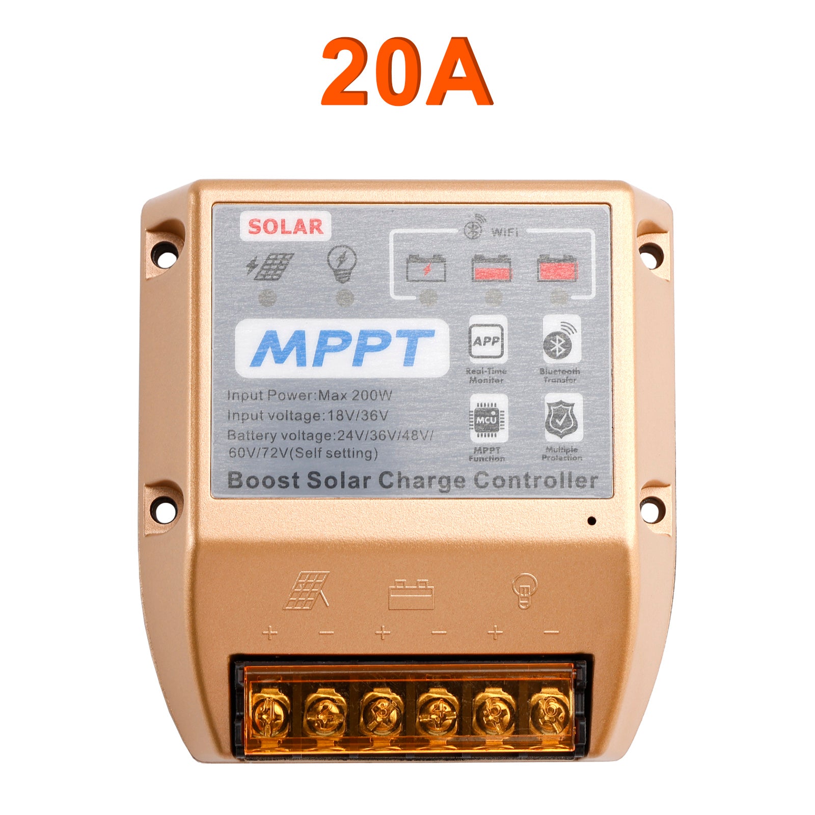 10A/20A/30A Boost MPPT-zonnecontroller 24V36V48V60V72V Mobiele APP Smart Control
