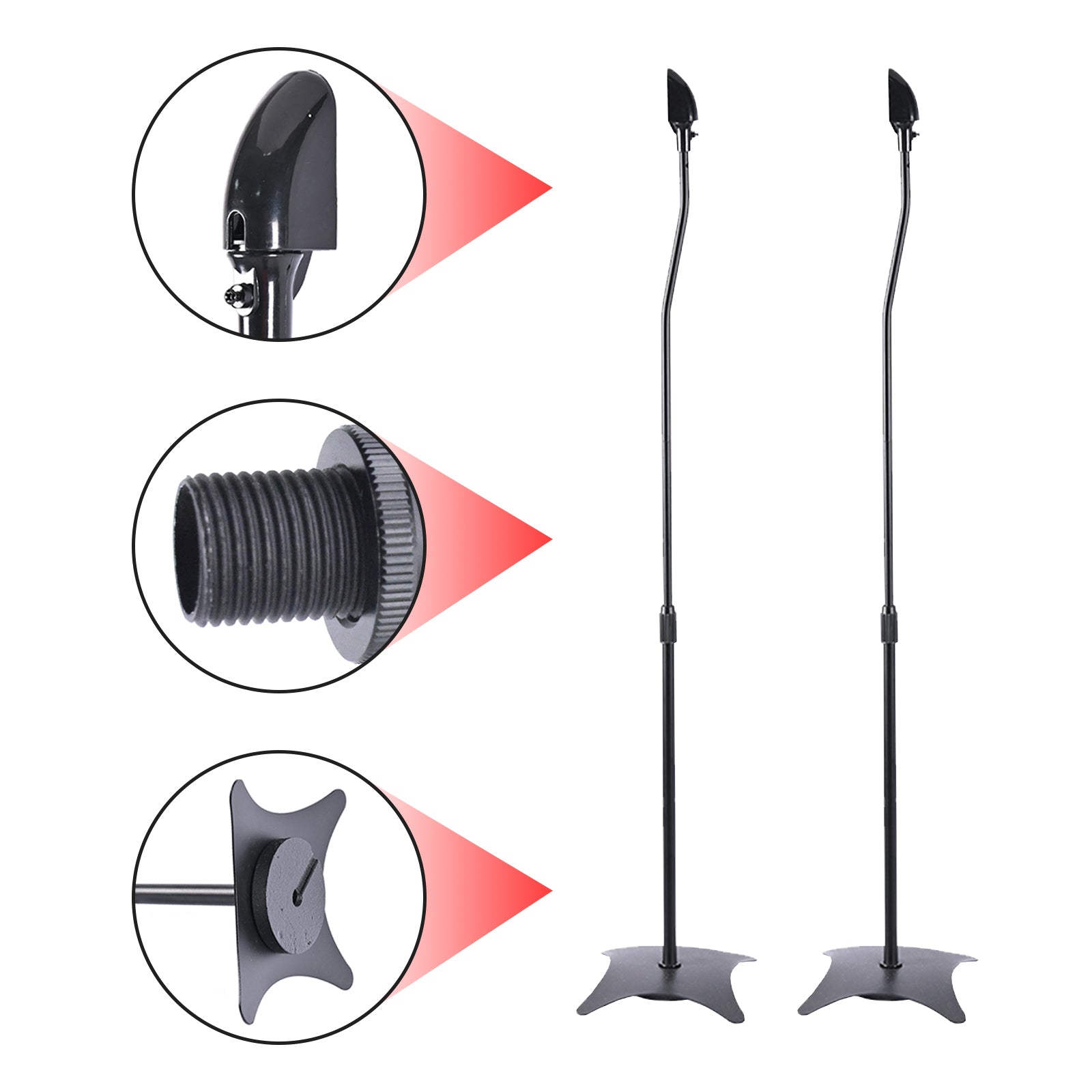 Universal Surround Sound Adjustable Height Speaker Stands Set Of 2 Speaker