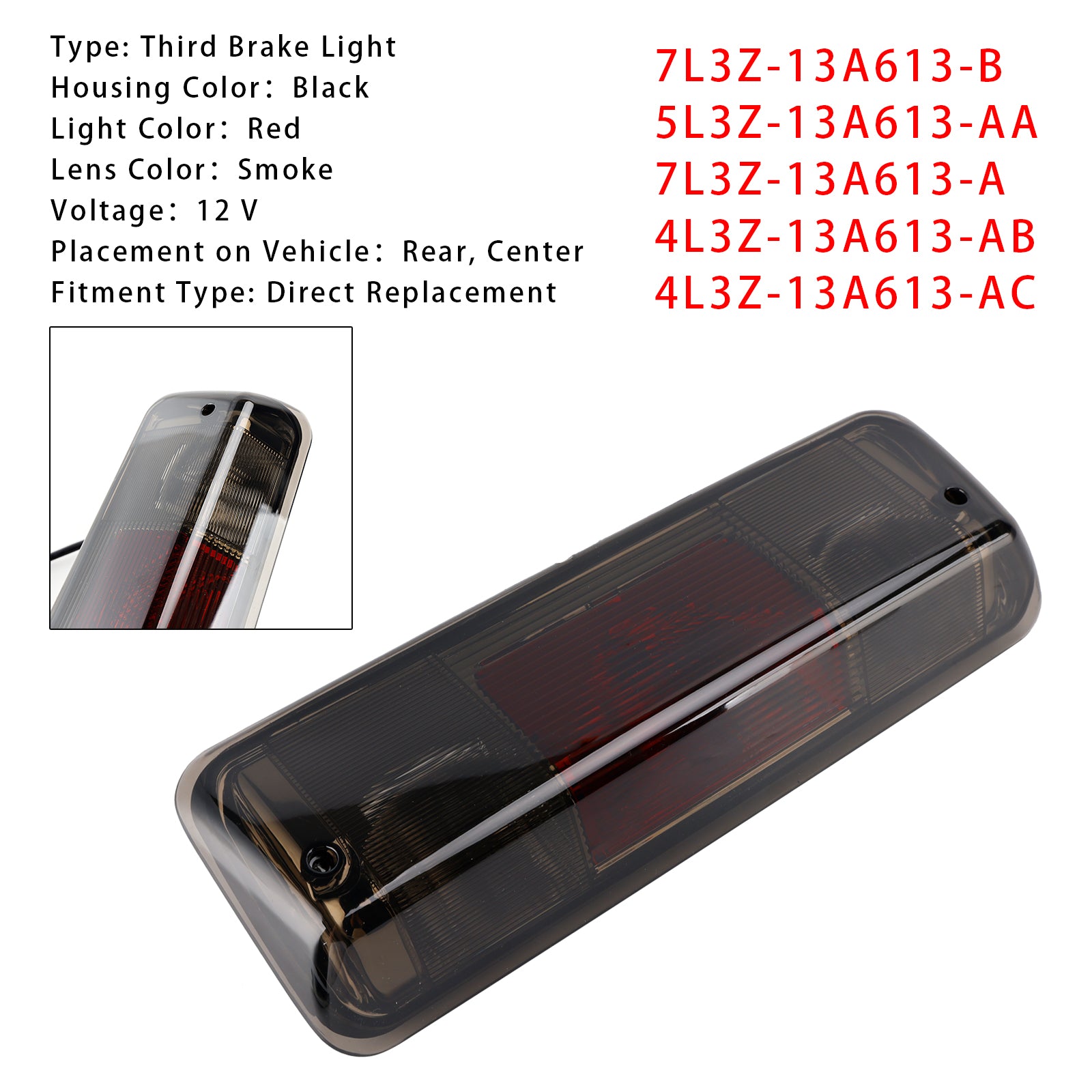 2004-2008 FORD F150 Smoke LED 3rd Brake Light Rear Tail Lamp 7L3Z-13A613-B 4L3Z-13A613-AC