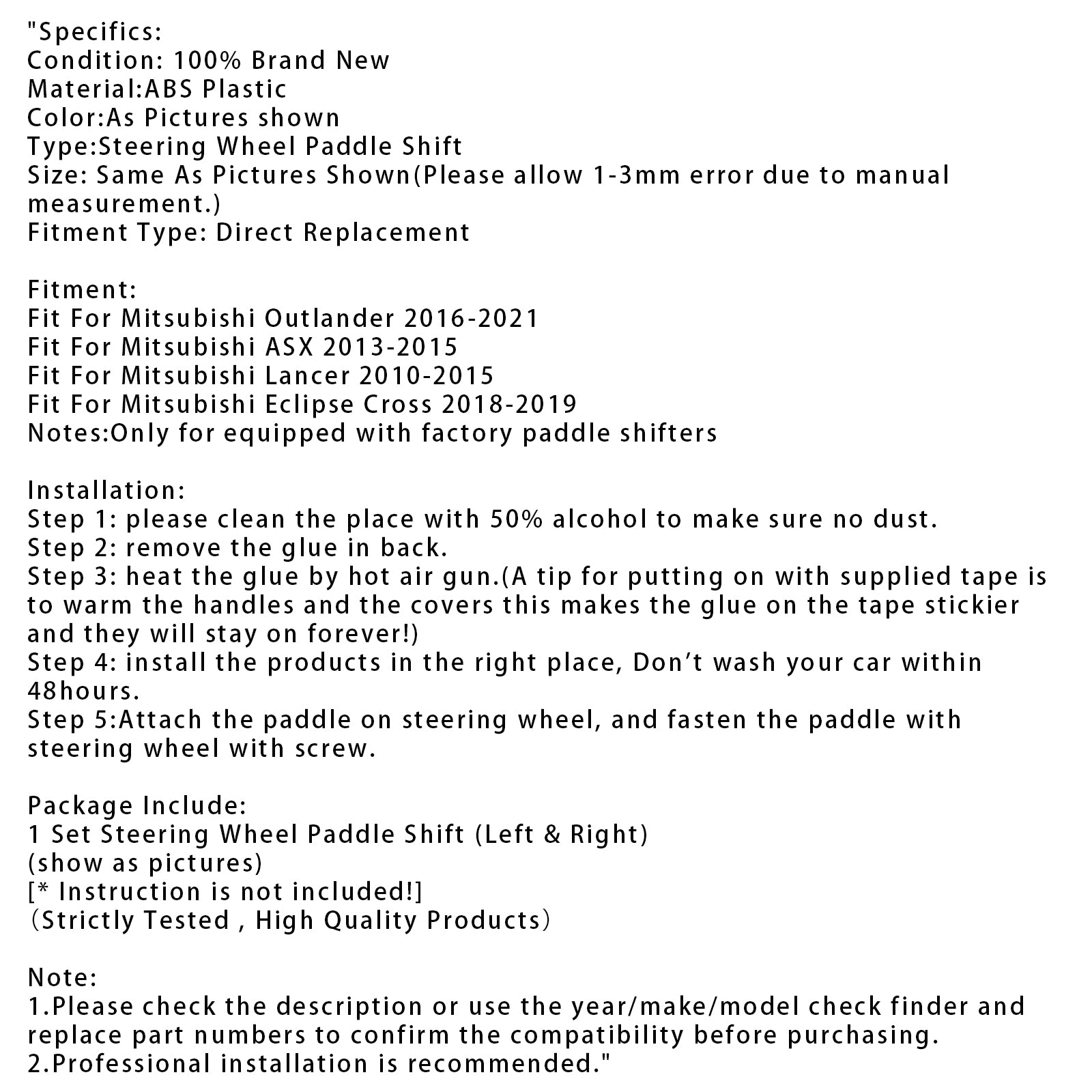Ratthjulets skifterforlengelse for Mitsubishi Outlander
