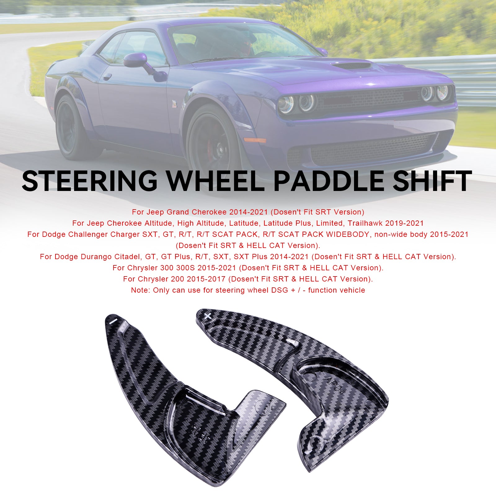 Steering Wheel Shift Paddle Extended Shifter Trim fit Dodge Challenger Charger