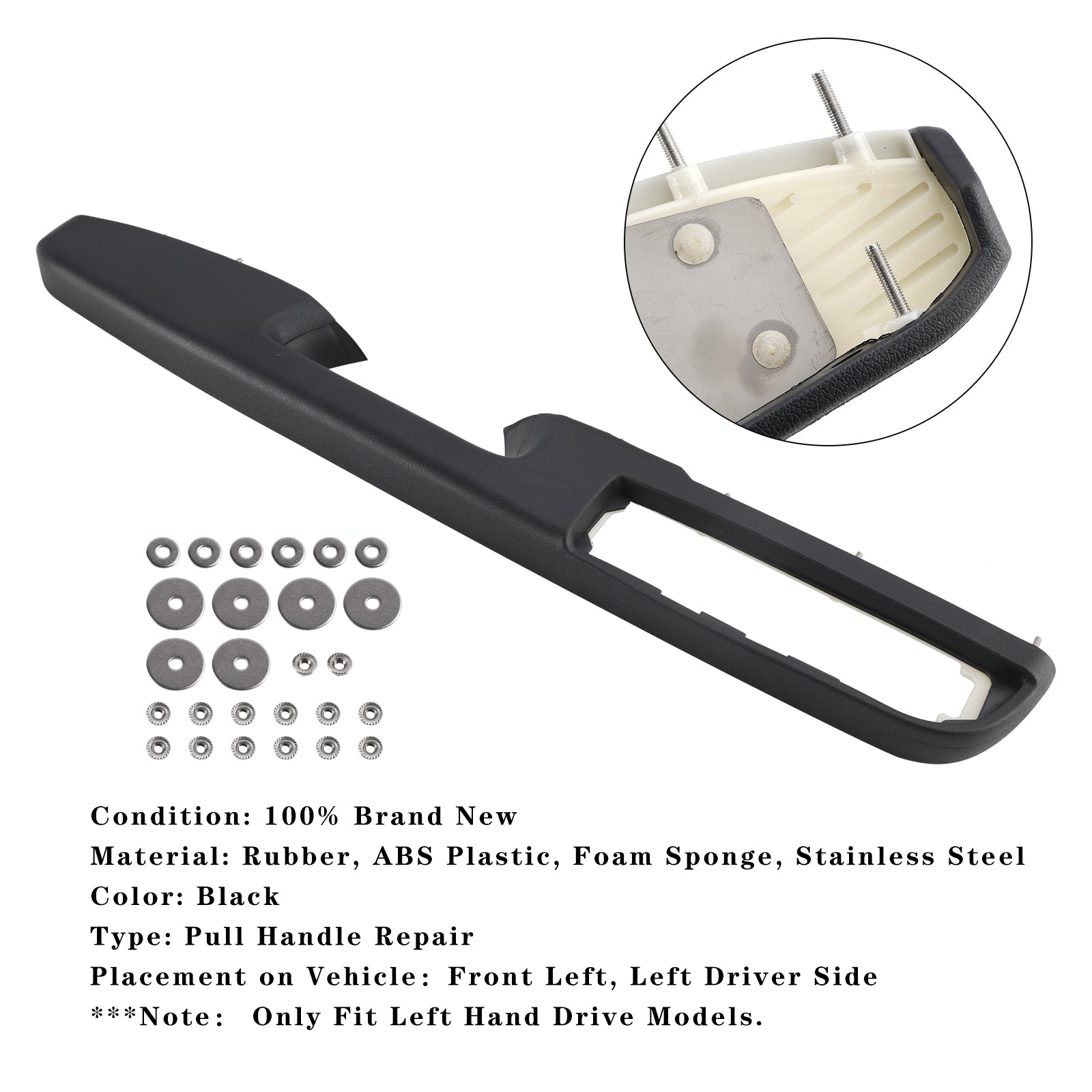 80994 Främst till vänster dörr armstöd reparationssats svart (27 tum) för chevrolet/gmc