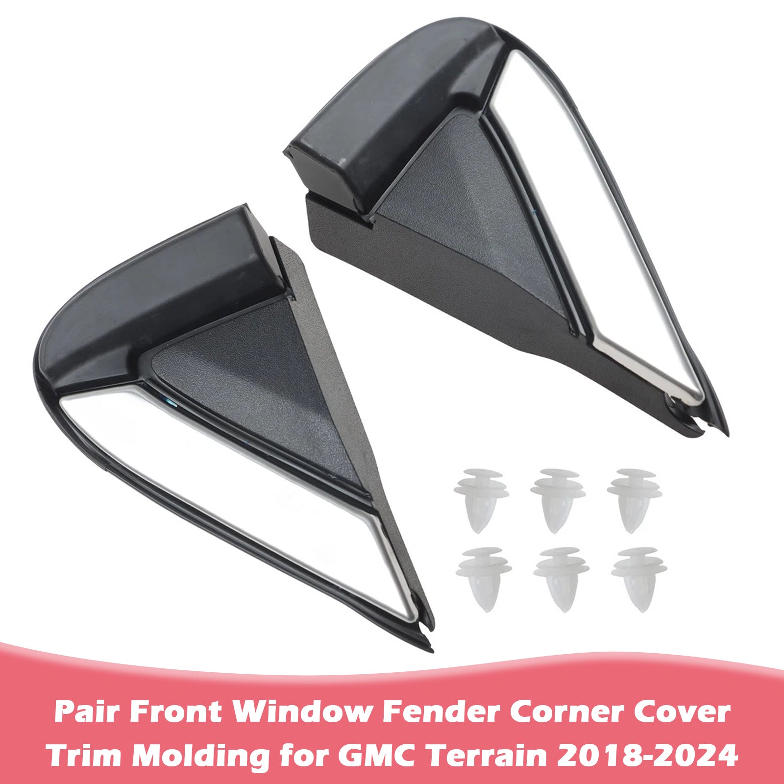 Par de molduras de cubierta de esquina de guardabarros de ventana delantera para GMC Terrain 2018-2024