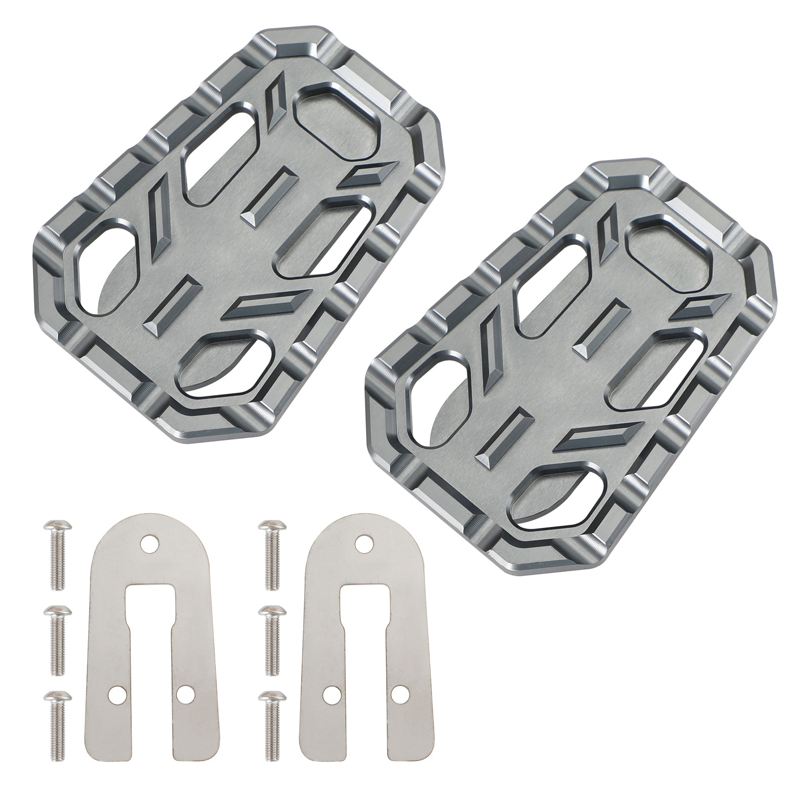 Pair Cnc Foot Peg Enlarge Footpegs Pedal Fit For TR Scrambler 1200 Tiger Silver