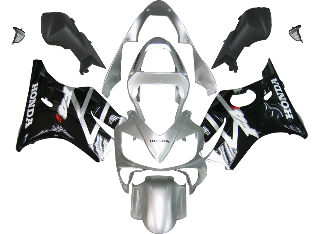 2001-2003 Honda CBR 600 F4i Silver & Black F4i Racing Fairings Generic