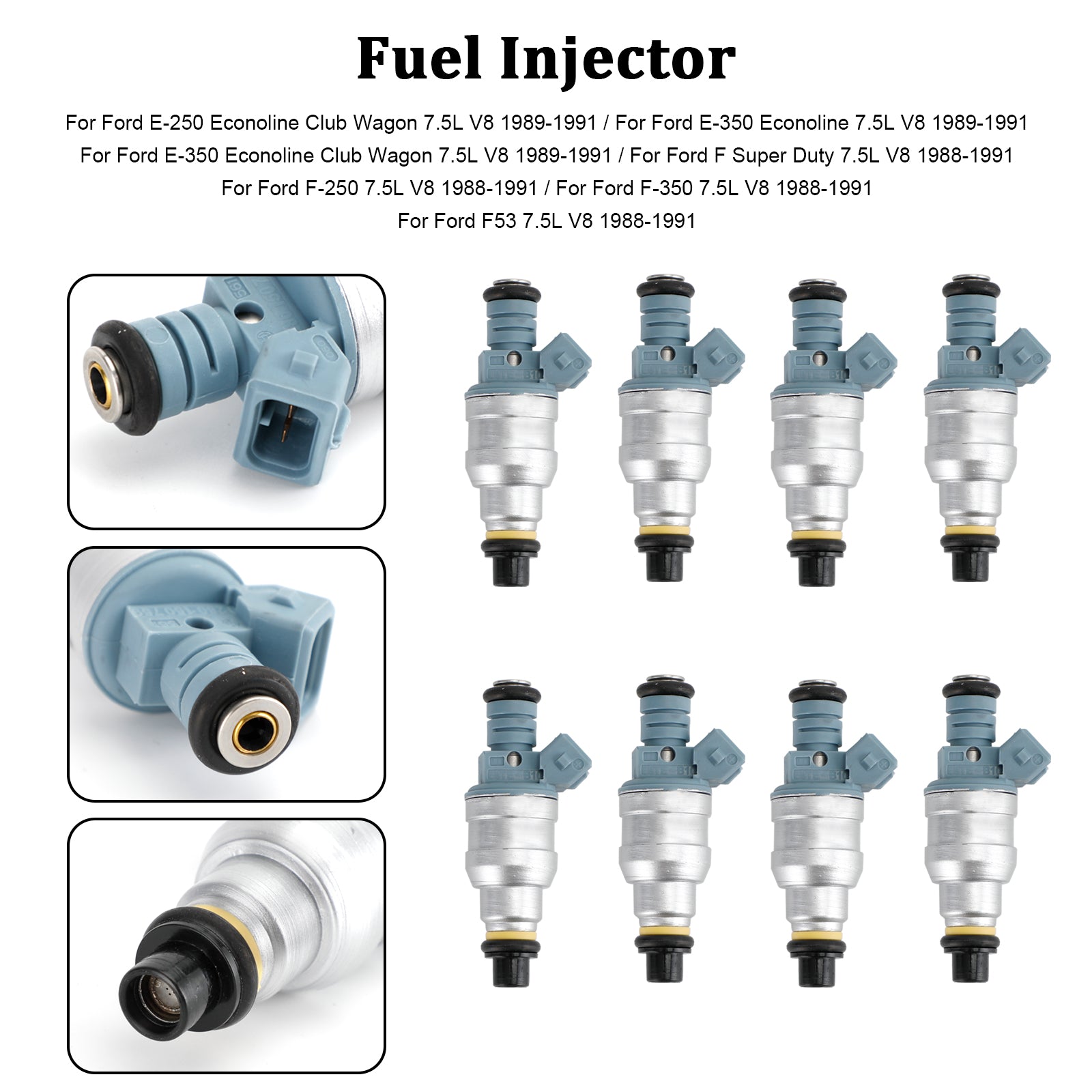 Injecteurs de carburant 0280150759 adaptés à Ford E-250 E-350 7,5l V8 1988-1991 822-11120, 8 pièces