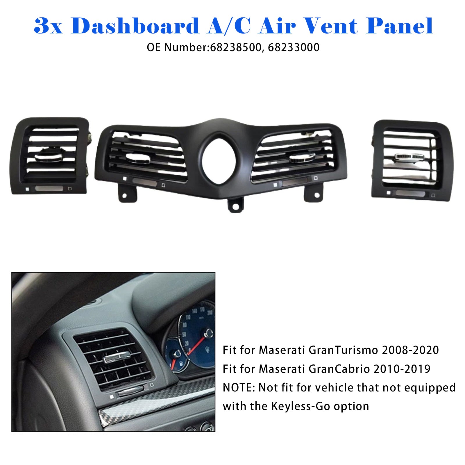 Dashboard A/C Air Vent Panel Grille for Maserati GranTurismo (M145) 2008-2019