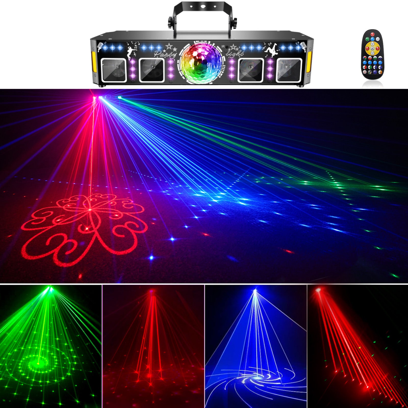 5In1 96 Picture Laser Magic Ball UV Strobe Projection Light With Remote Control