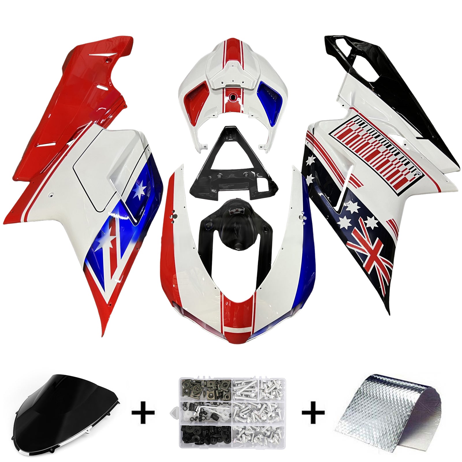 2007-2011 Ducati 1098 1198 848 Fairing Kit Bodywork ABS